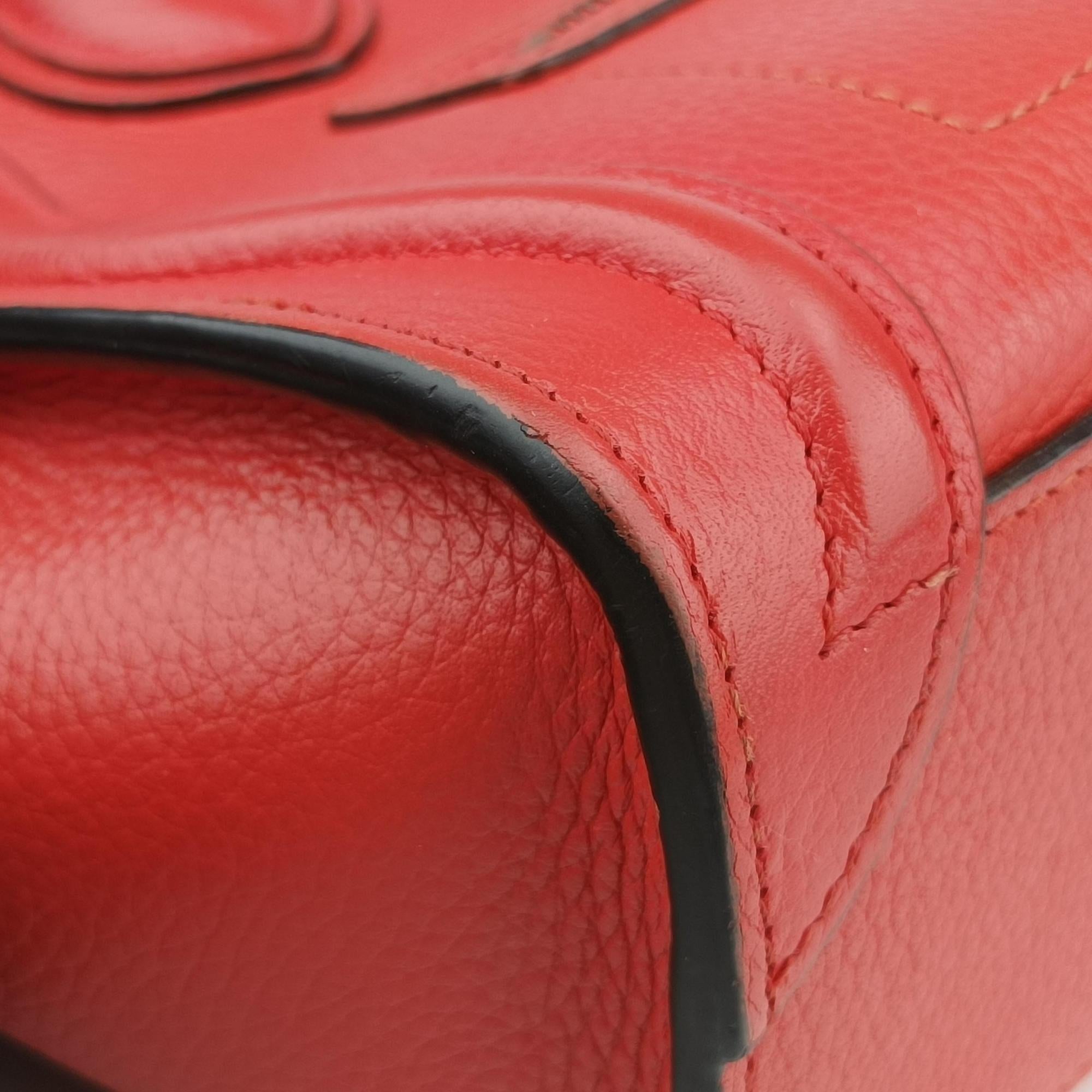 Vintage Celine luggage nano shopper Red leather  shoulderbag | stylenewstar