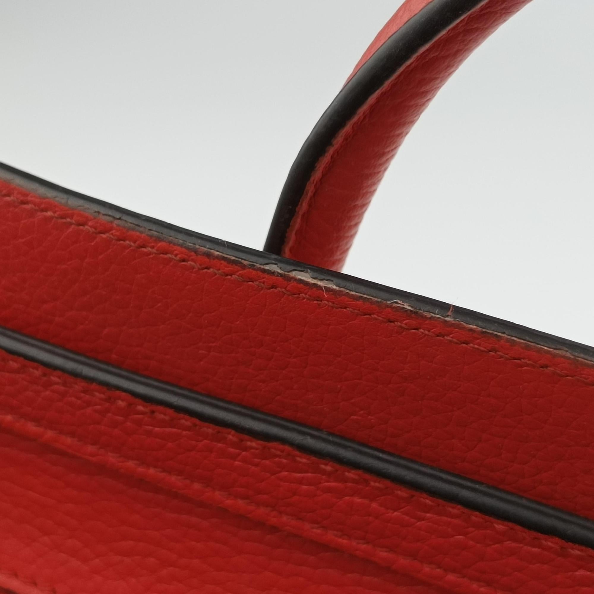 Vintage Celine luggage nano shopper Red leather  shoulderbag | stylenewstar