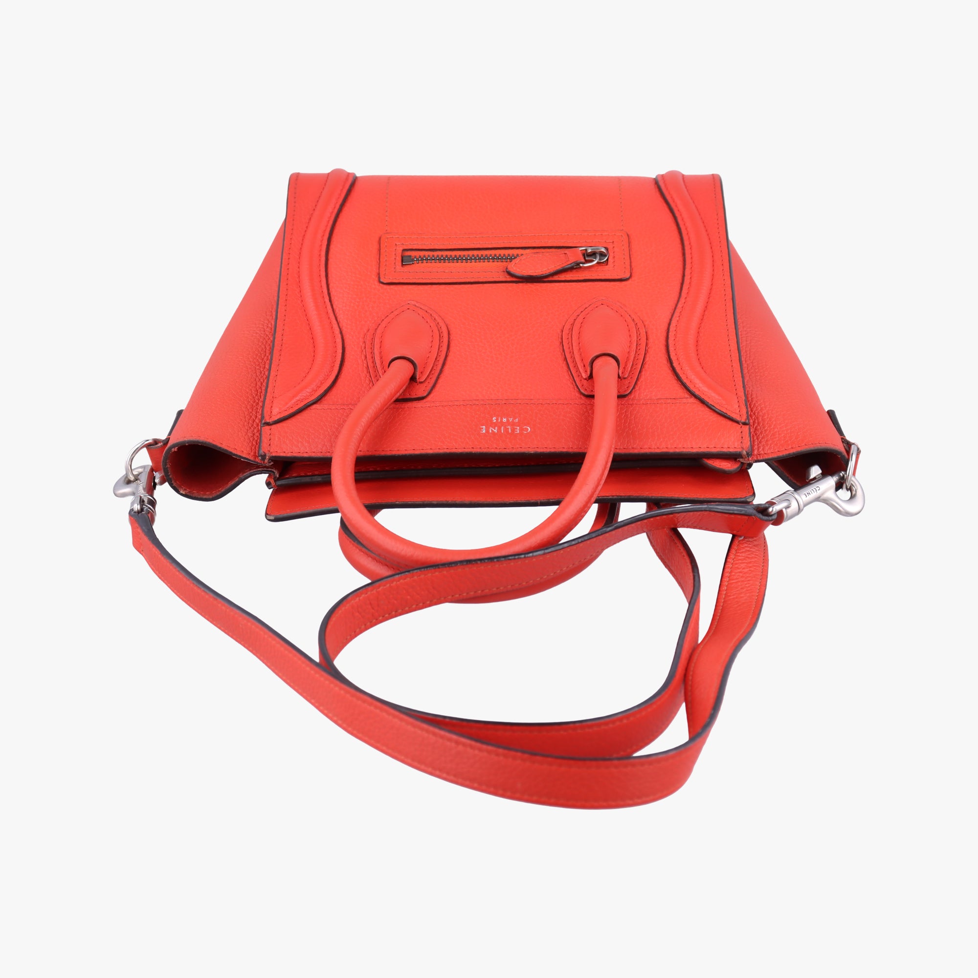 Vintage Celine luggage nano shopper Red leather  shoulderbag | stylenewstar