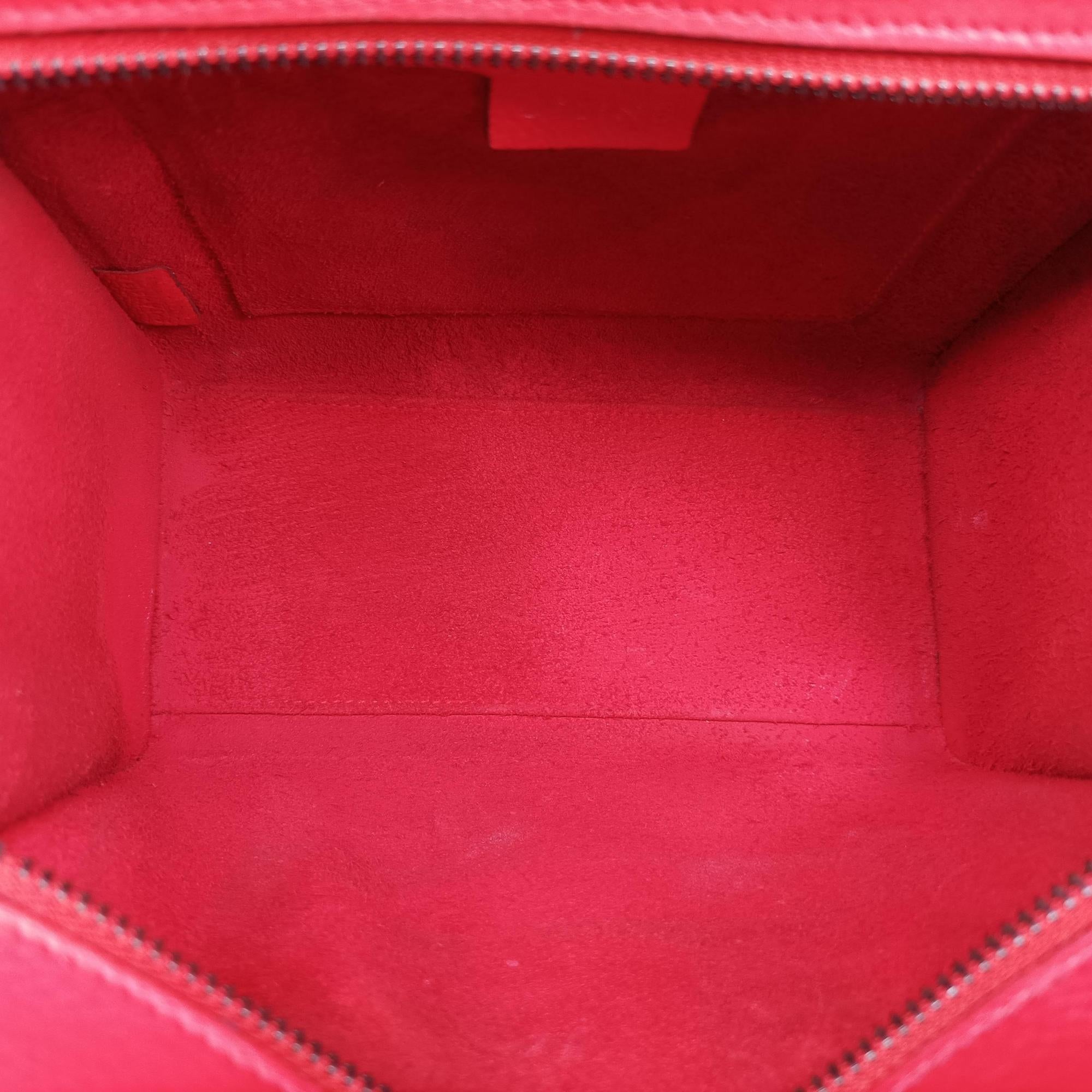 Vintage Celine luggage nano shopper Red leather  shoulderbag | stylenewstar