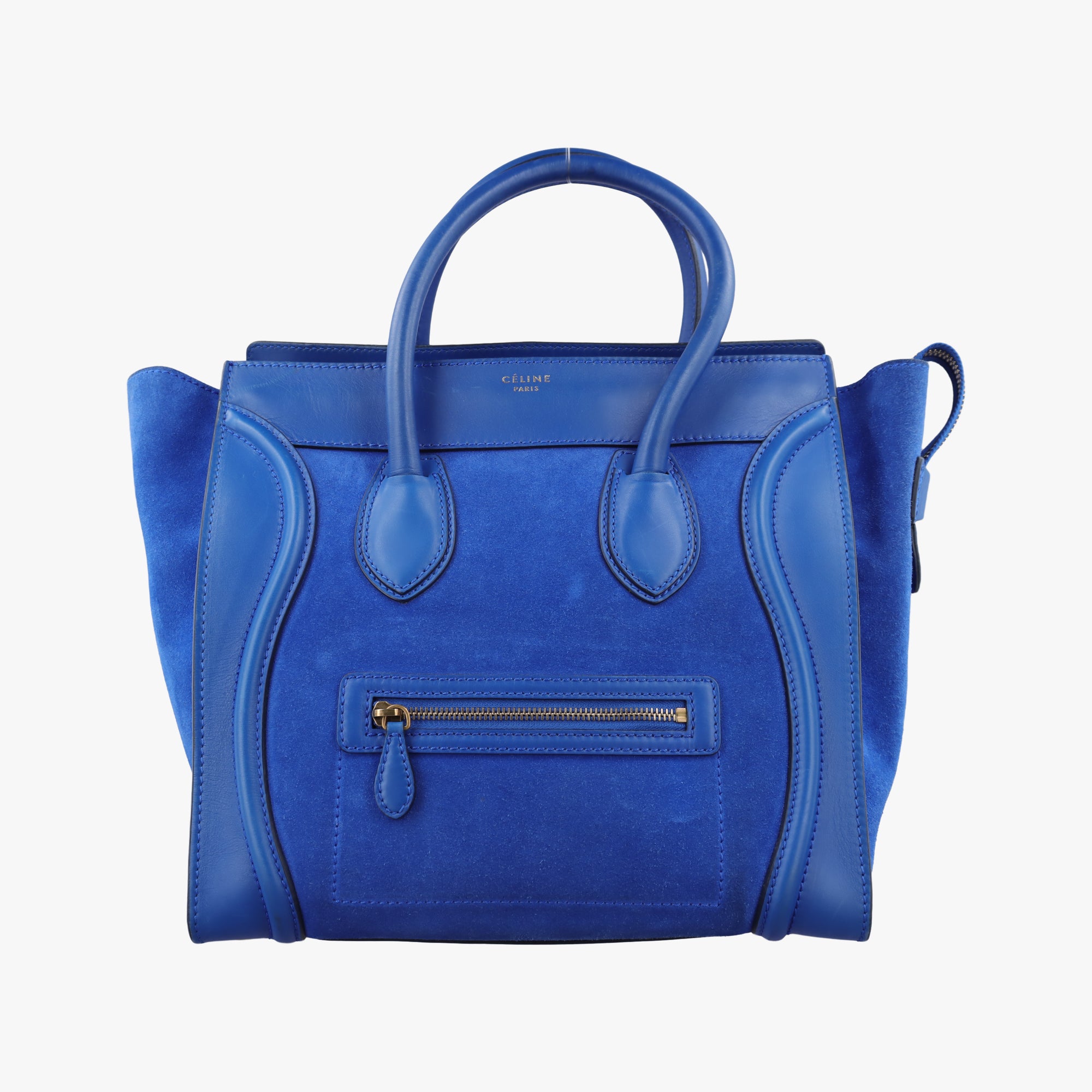 Vintage Celine Luggage Mini Shopper Blue Leather×suede  handbag | stylenewstar