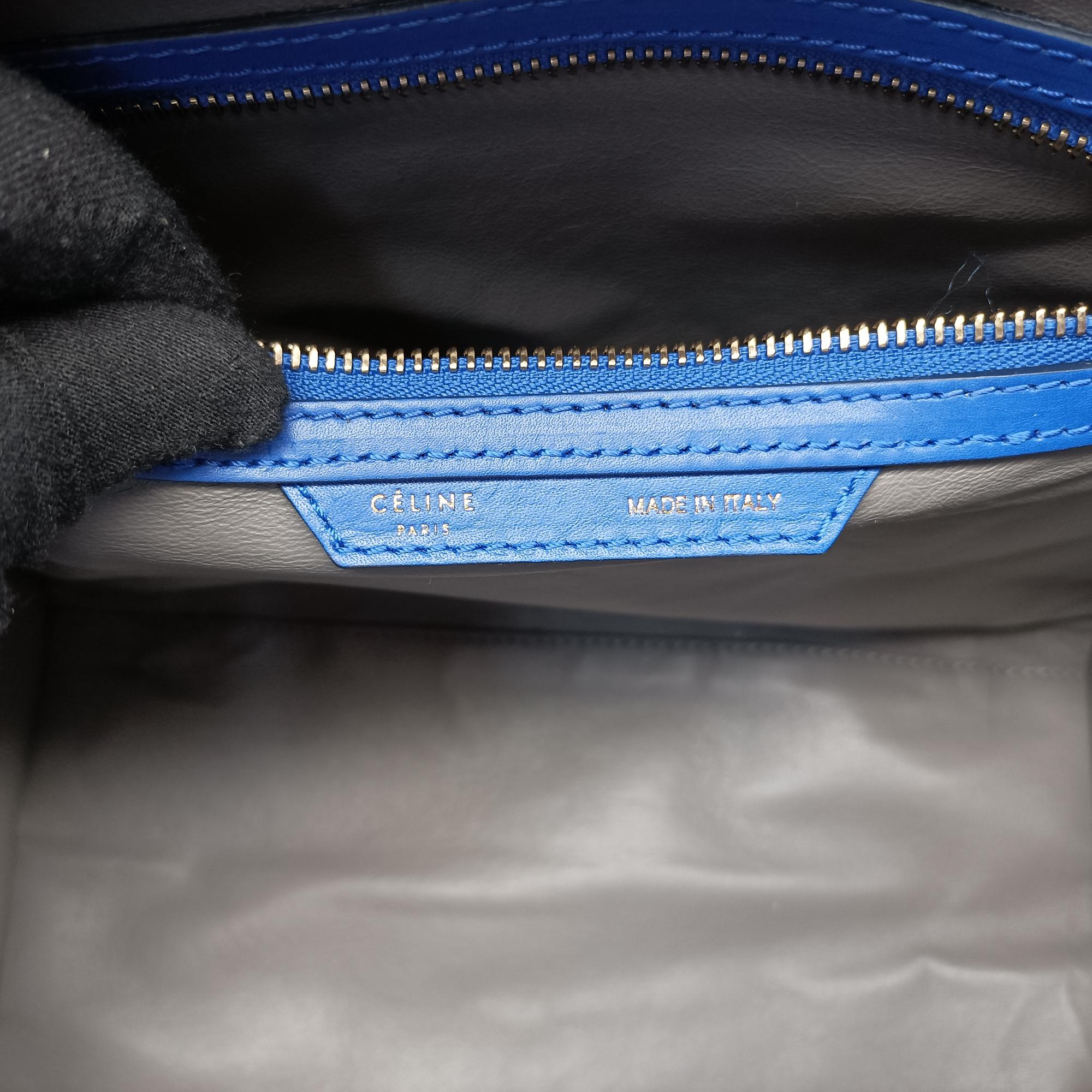 Vintage Celine Luggage Mini Shopper Blue Leather×suede  handbag | stylenewstar