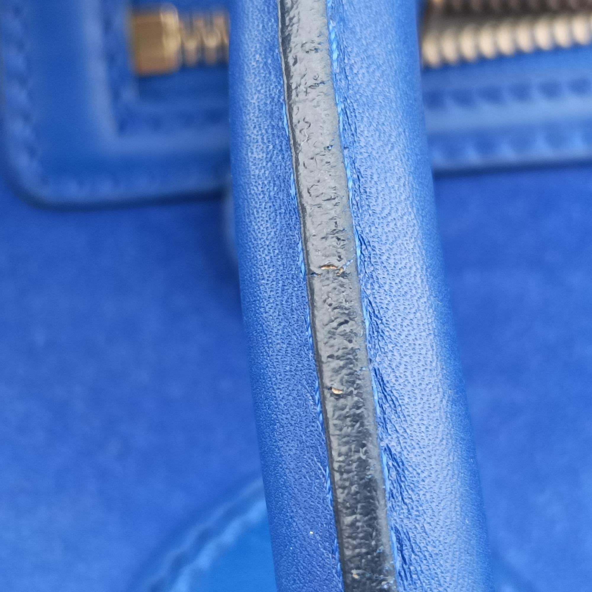 Vintage Celine Luggage Mini Shopper Blue Leather×suede  handbag | stylenewstar