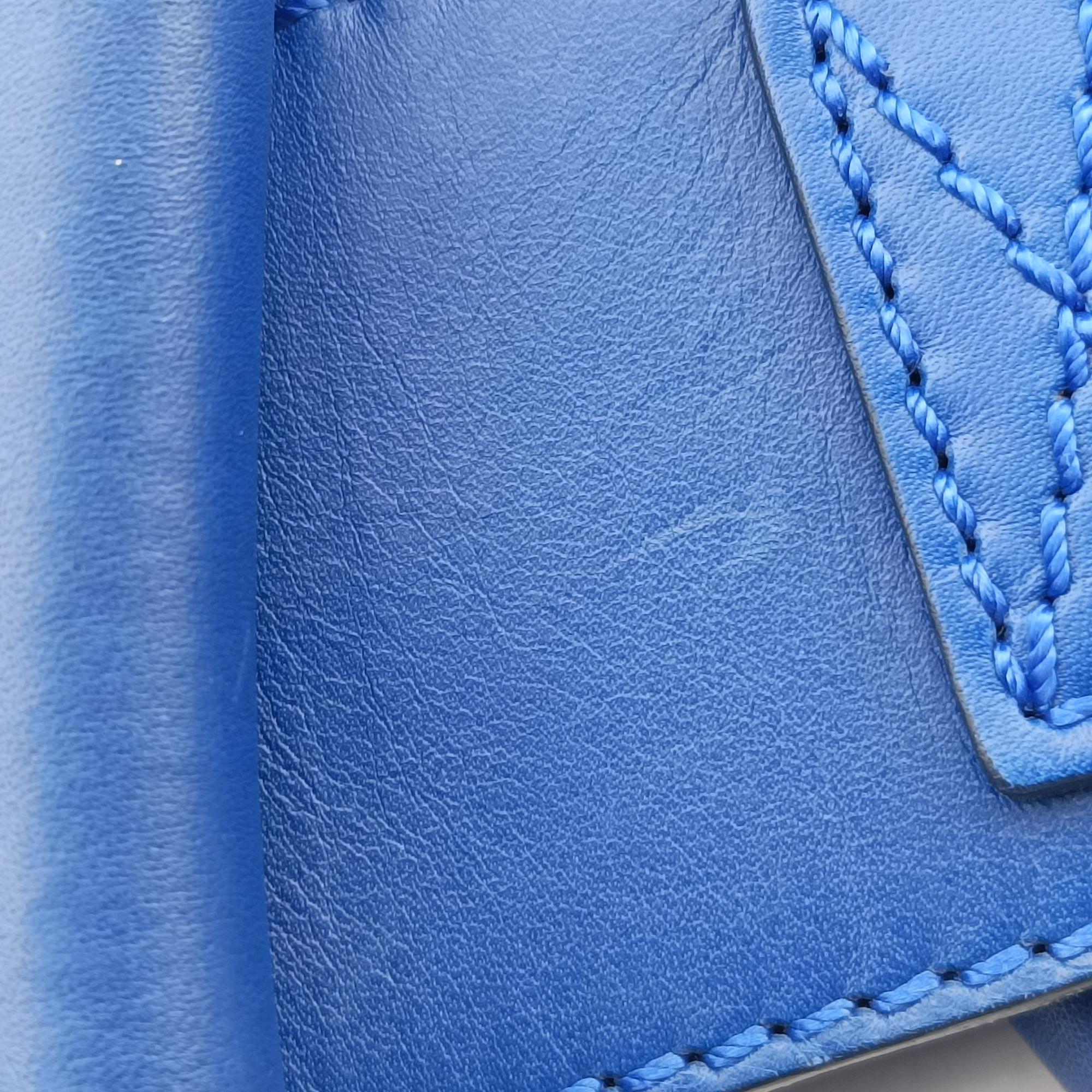 Vintage Celine Luggage Mini Shopper Blue Leather×suede  handbag | stylenewstar