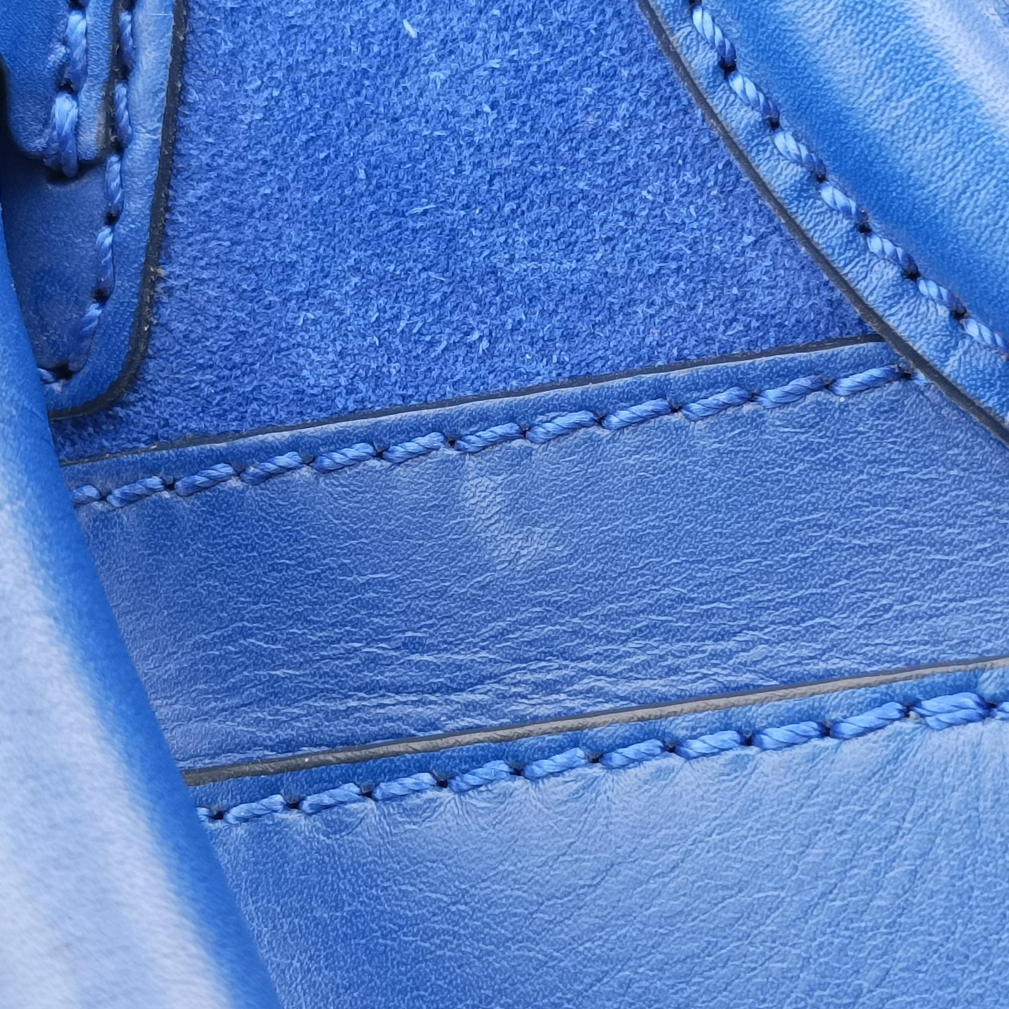 Vintage Celine Luggage Mini Shopper Blue Leather×suede  handbag | stylenewstar