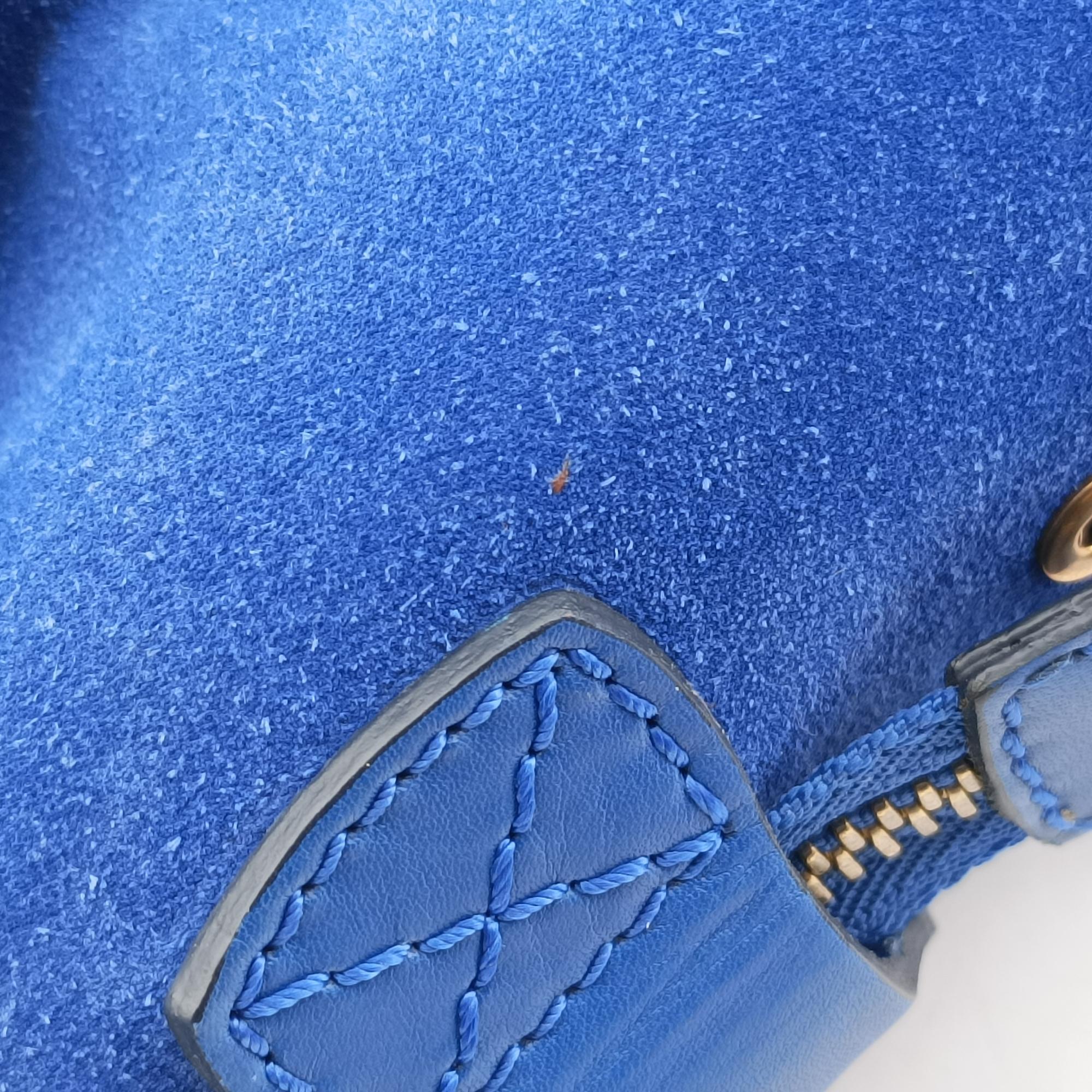 Vintage Celine Luggage Mini Shopper Blue Leather×suede  handbag | stylenewstar