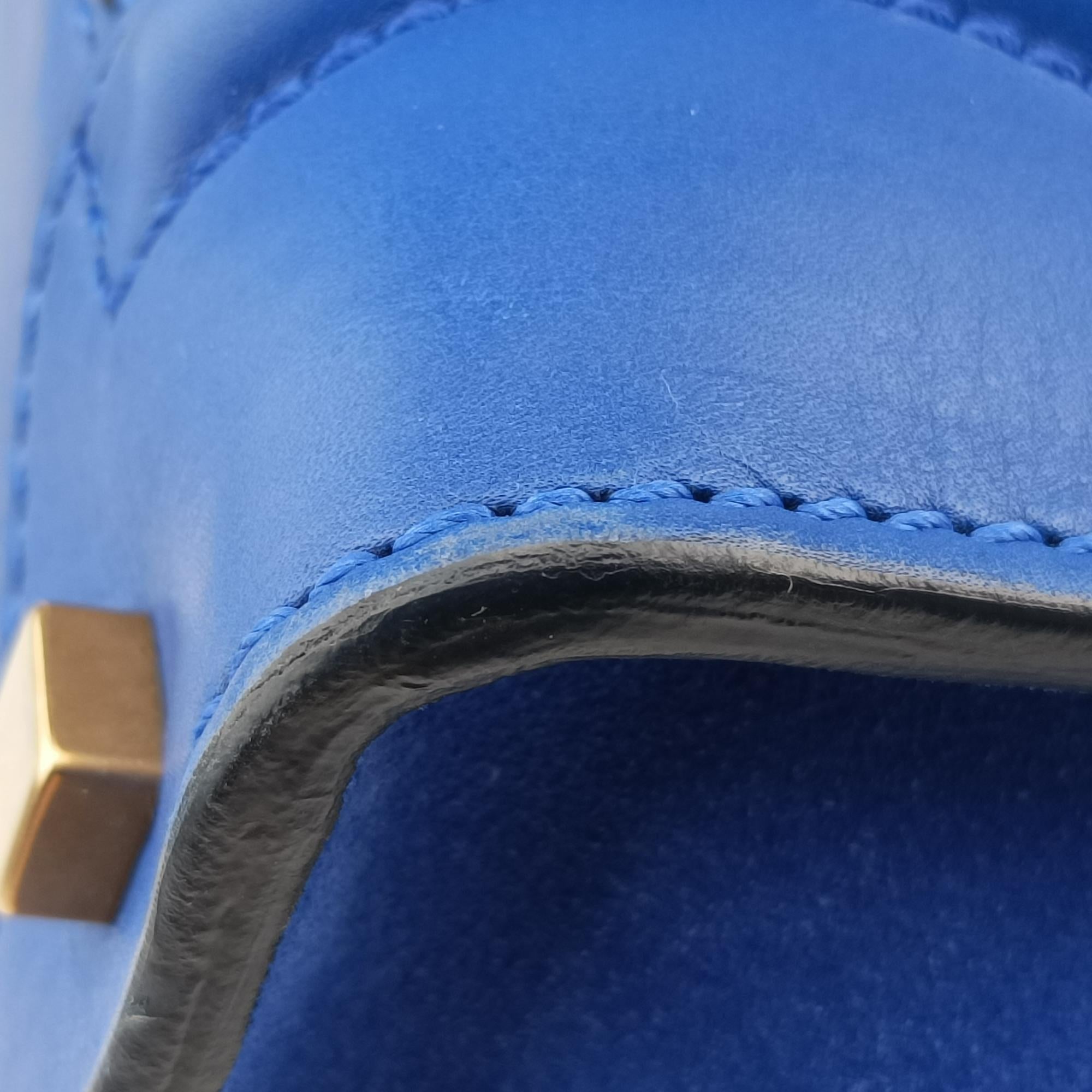 Vintage Celine Luggage Mini Shopper Blue Leather×suede  handbag | stylenewstar