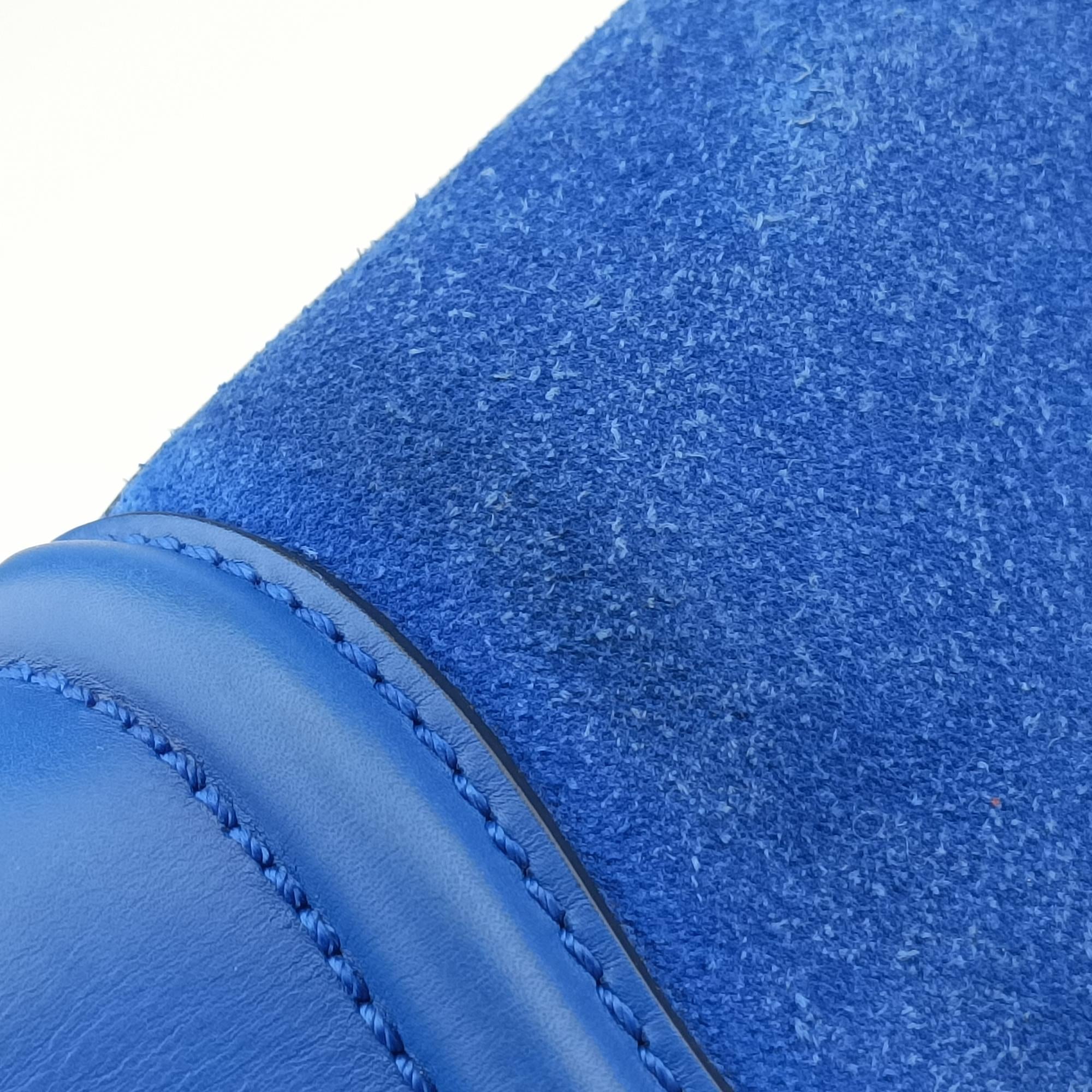 Vintage Celine Luggage Mini Shopper Blue Leather×suede  handbag | stylenewstar