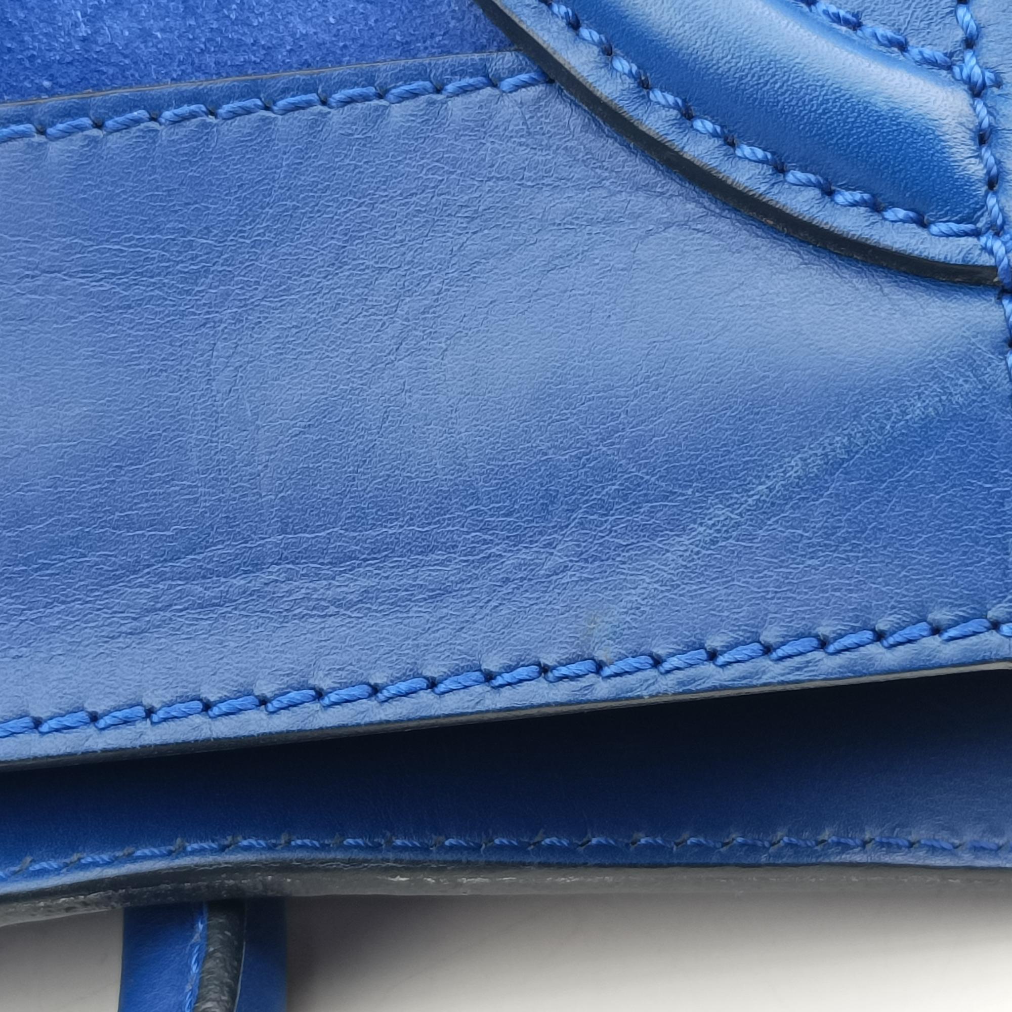 Vintage Celine Luggage Mini Shopper Blue Leather×suede  handbag | stylenewstar