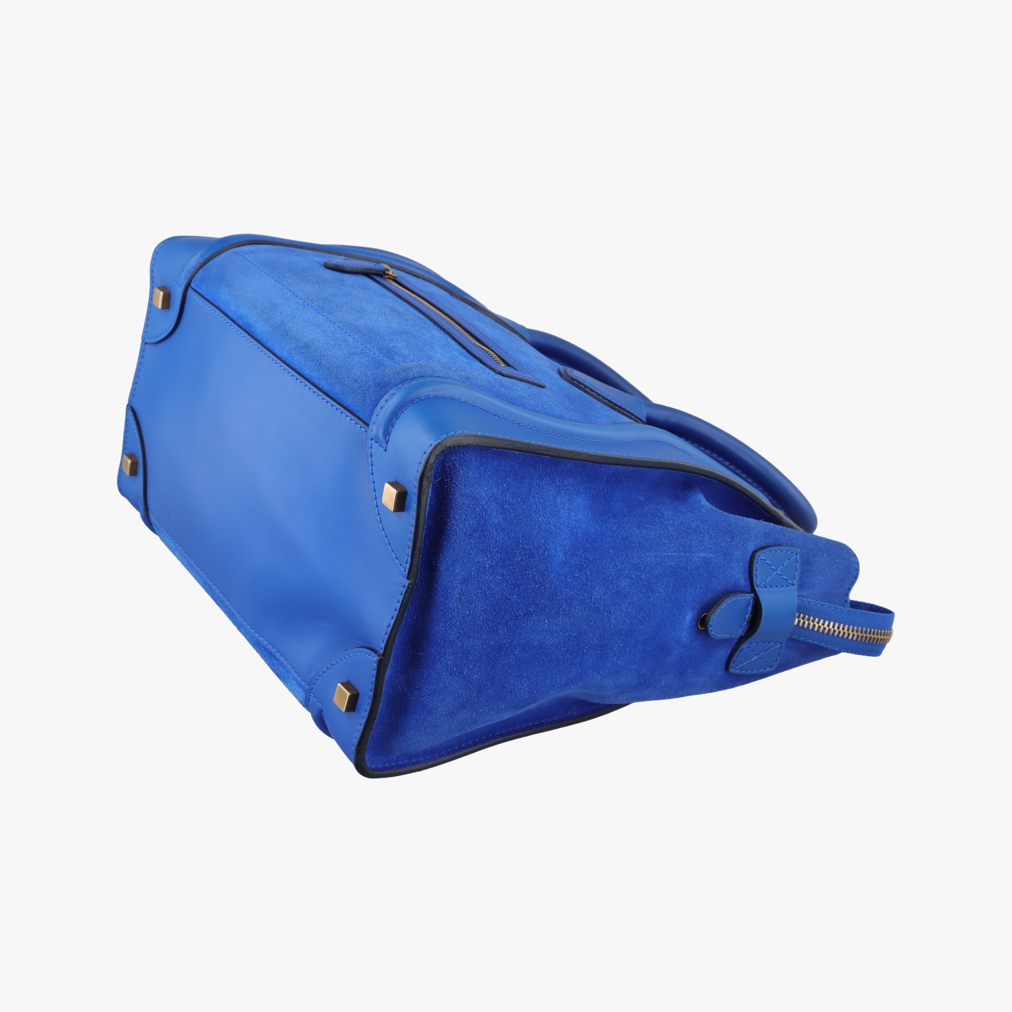 Vintage Celine Luggage Mini Shopper Blue Leather×suede  handbag | stylenewstar