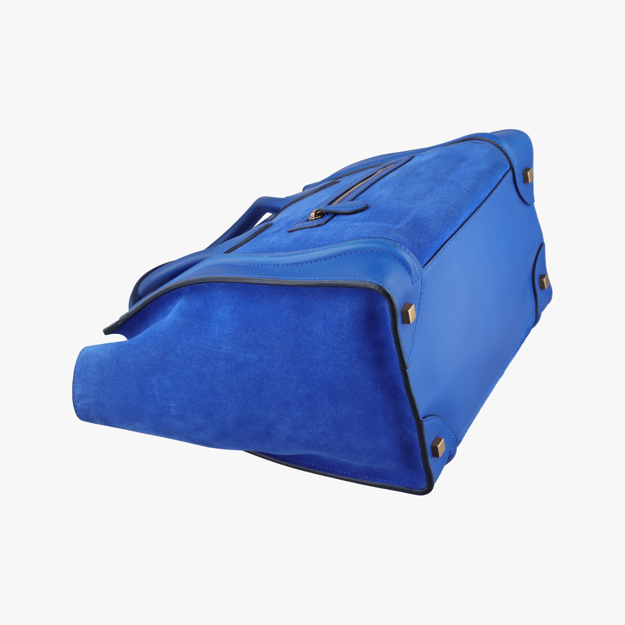 Vintage Celine Luggage Mini Shopper Blue Leather×suede  handbag | stylenewstar