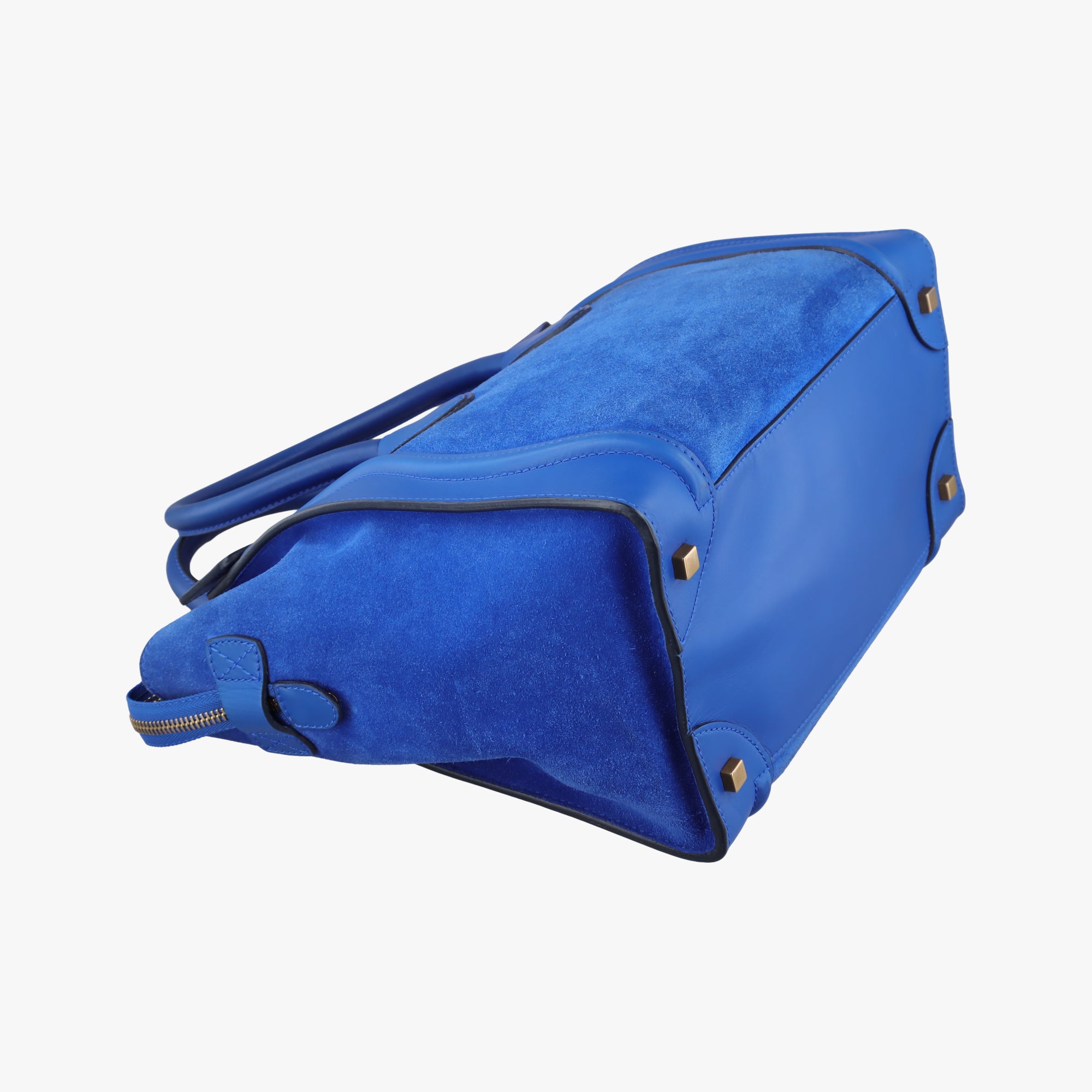 Vintage Celine Luggage Mini Shopper Blue Leather×suede  handbag | stylenewstar