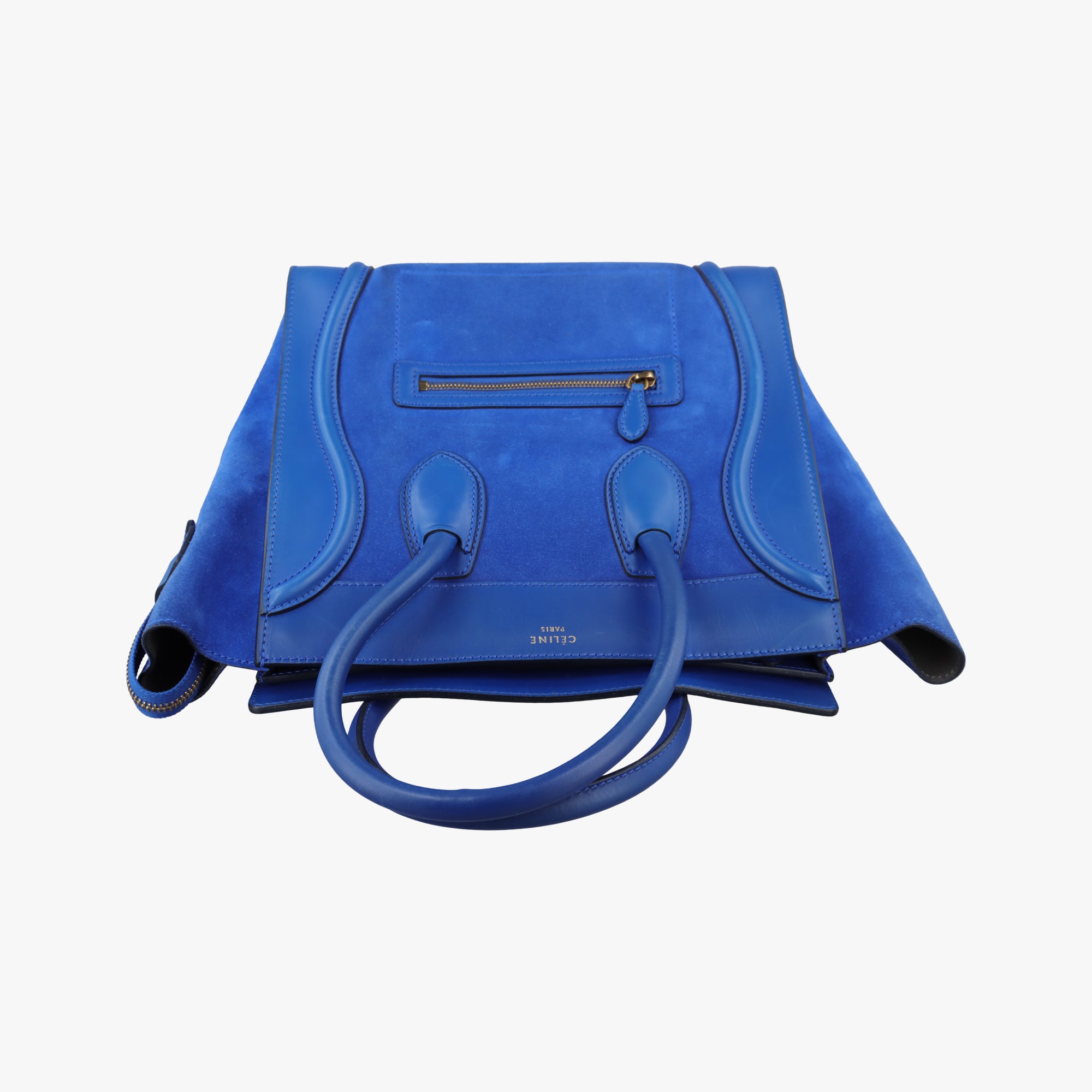 Vintage Celine Luggage Mini Shopper Blue Leather×suede  handbag | stylenewstar