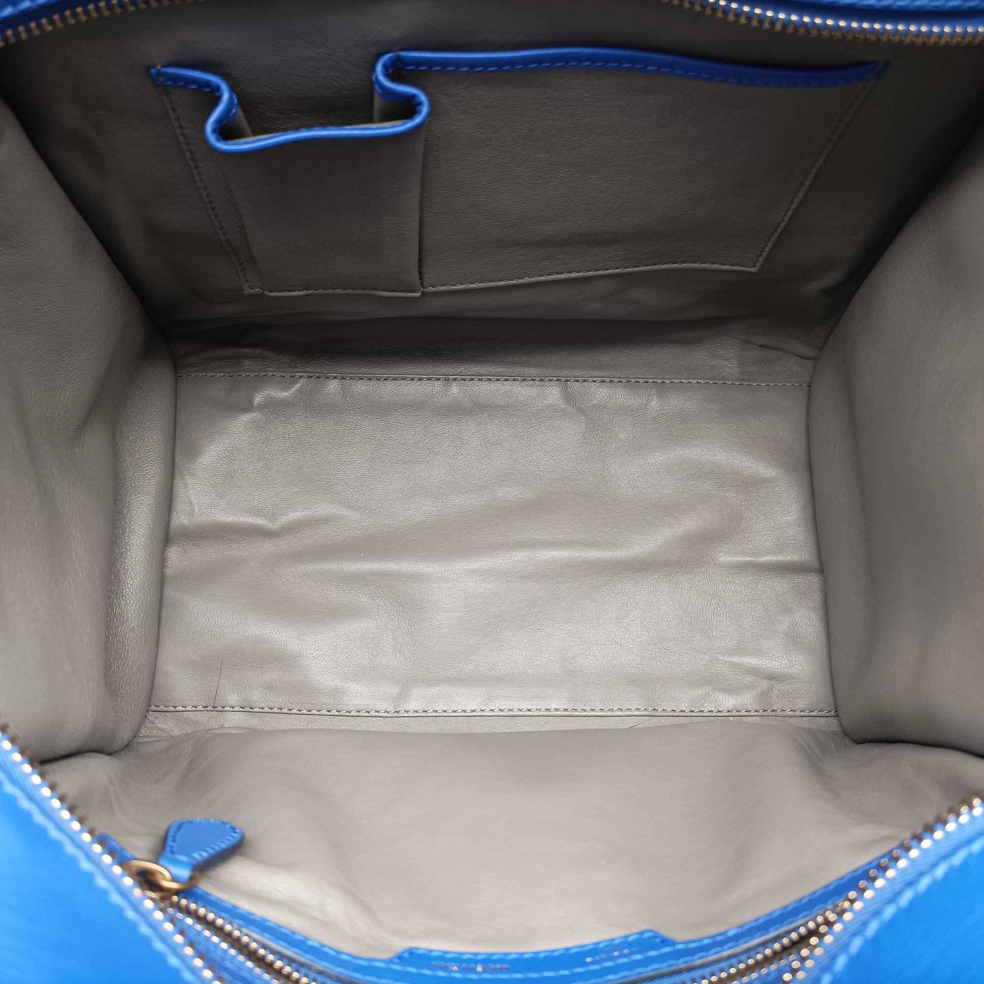 Vintage Celine Luggage Mini Shopper Blue Leather×suede  handbag | stylenewstar