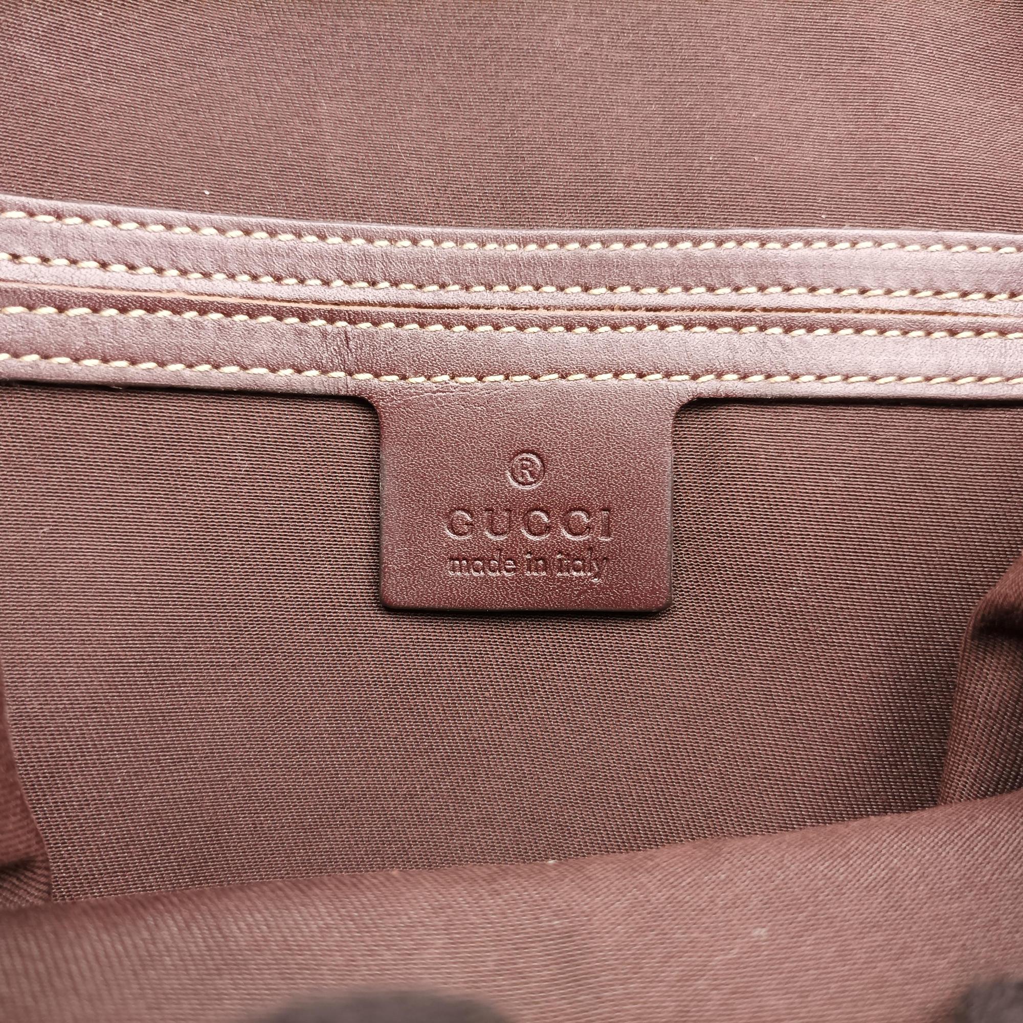 Pre-owned Gucci GG Plus GG Supreme Beige x Brown PVC coated canvas  shoulderbag | stylenewstar