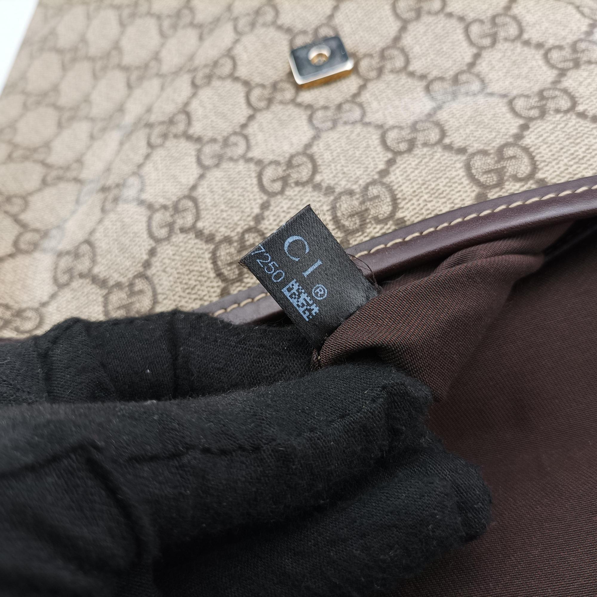 Pre-owned Gucci GG Plus GG Supreme Beige x Brown PVC coated canvas  shoulderbag | stylenewstar