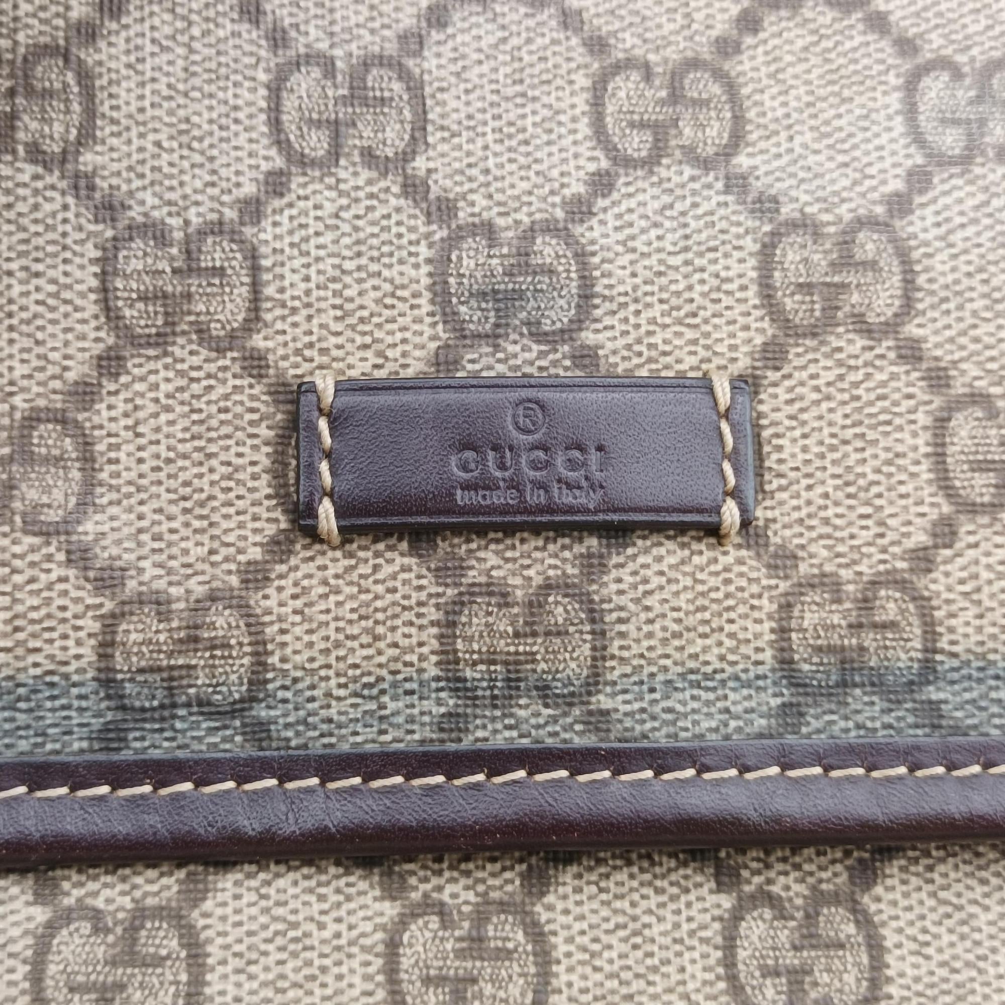 Pre-owned Gucci GG Plus GG Supreme Beige x Brown PVC coated canvas  shoulderbag | stylenewstar