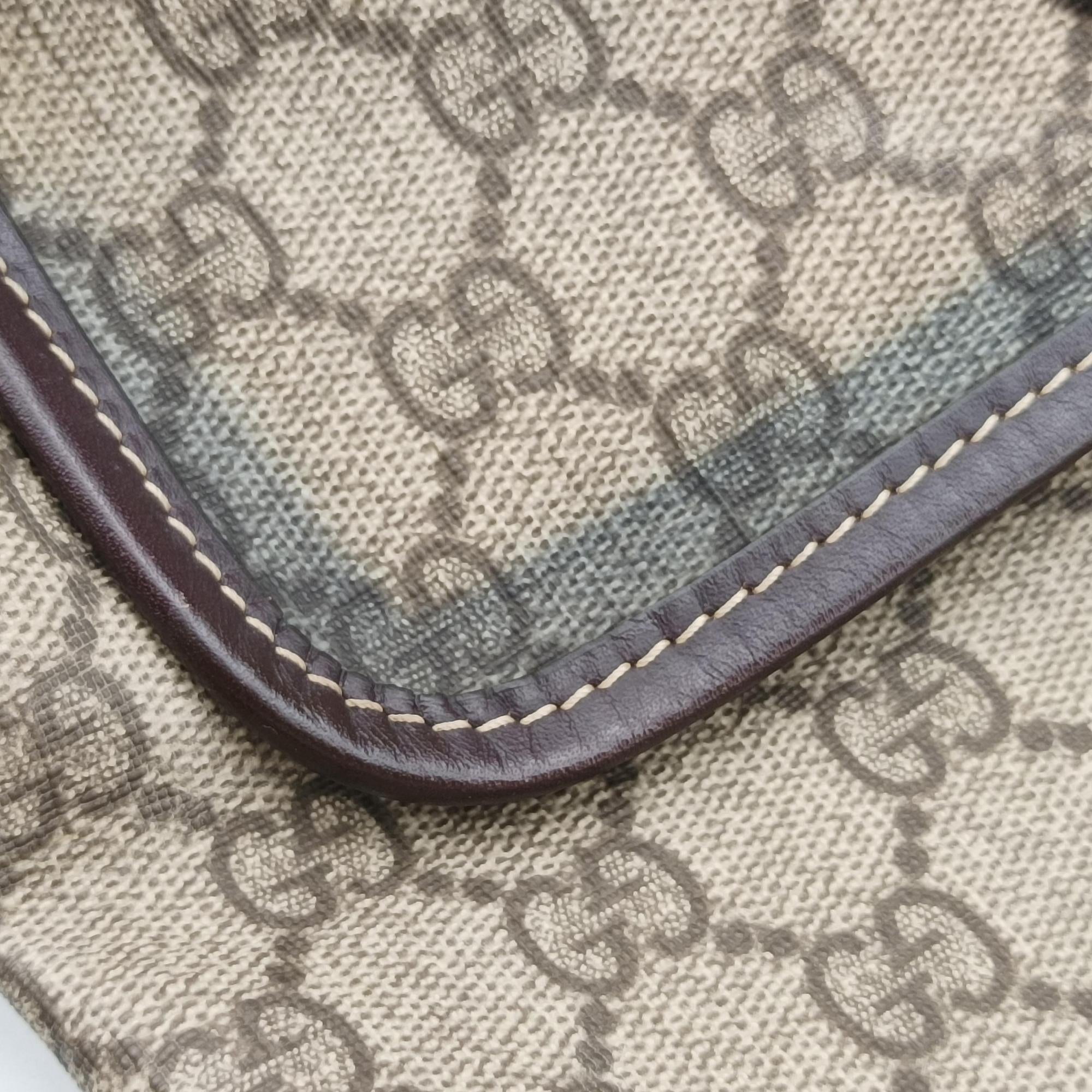 Pre-owned Gucci GG Plus GG Supreme Beige x Brown PVC coated canvas  shoulderbag | stylenewstar