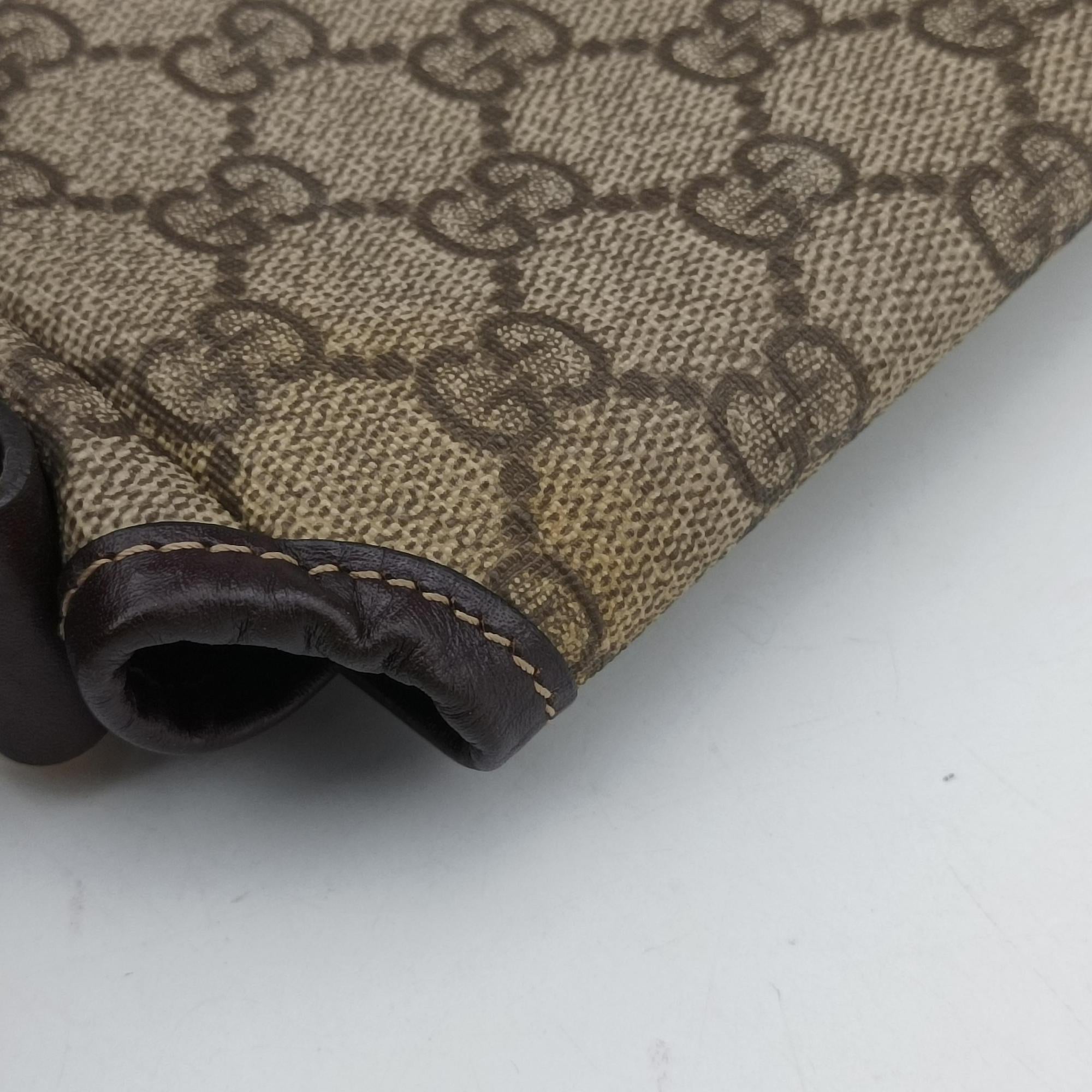 Pre-owned Gucci GG Plus GG Supreme Beige x Brown PVC coated canvas  shoulderbag | stylenewstar