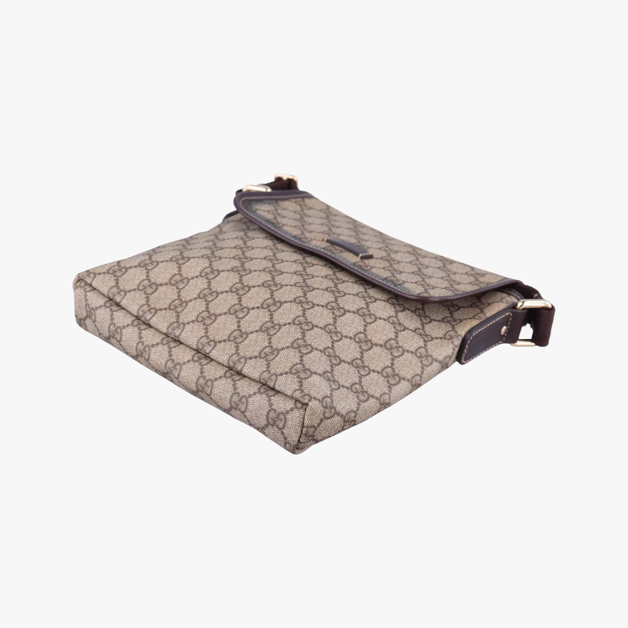 Pre-owned Gucci GG Plus GG Supreme Beige x Brown PVC coated canvas  shoulderbag | stylenewstar