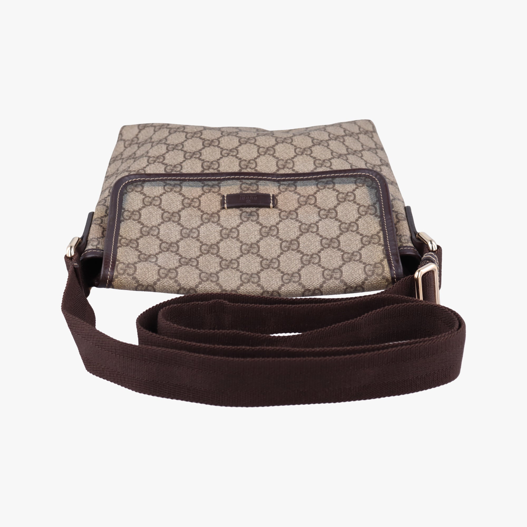 Pre-owned Gucci GG Plus GG Supreme Beige x Brown PVC coated canvas  shoulderbag | stylenewstar