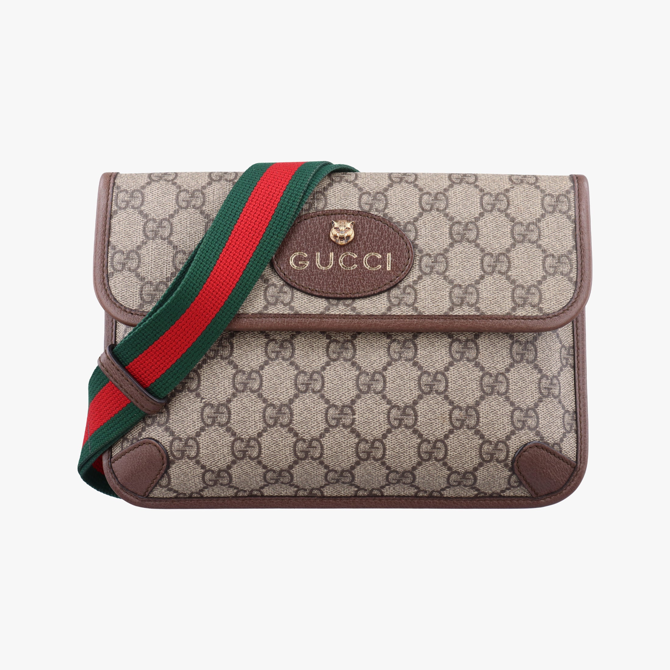 Pre-owned Gucci NEO VINTAGE GG Supreme Brown PVC coated canvas×Leather 493930 shoulderbag | stylenewstar