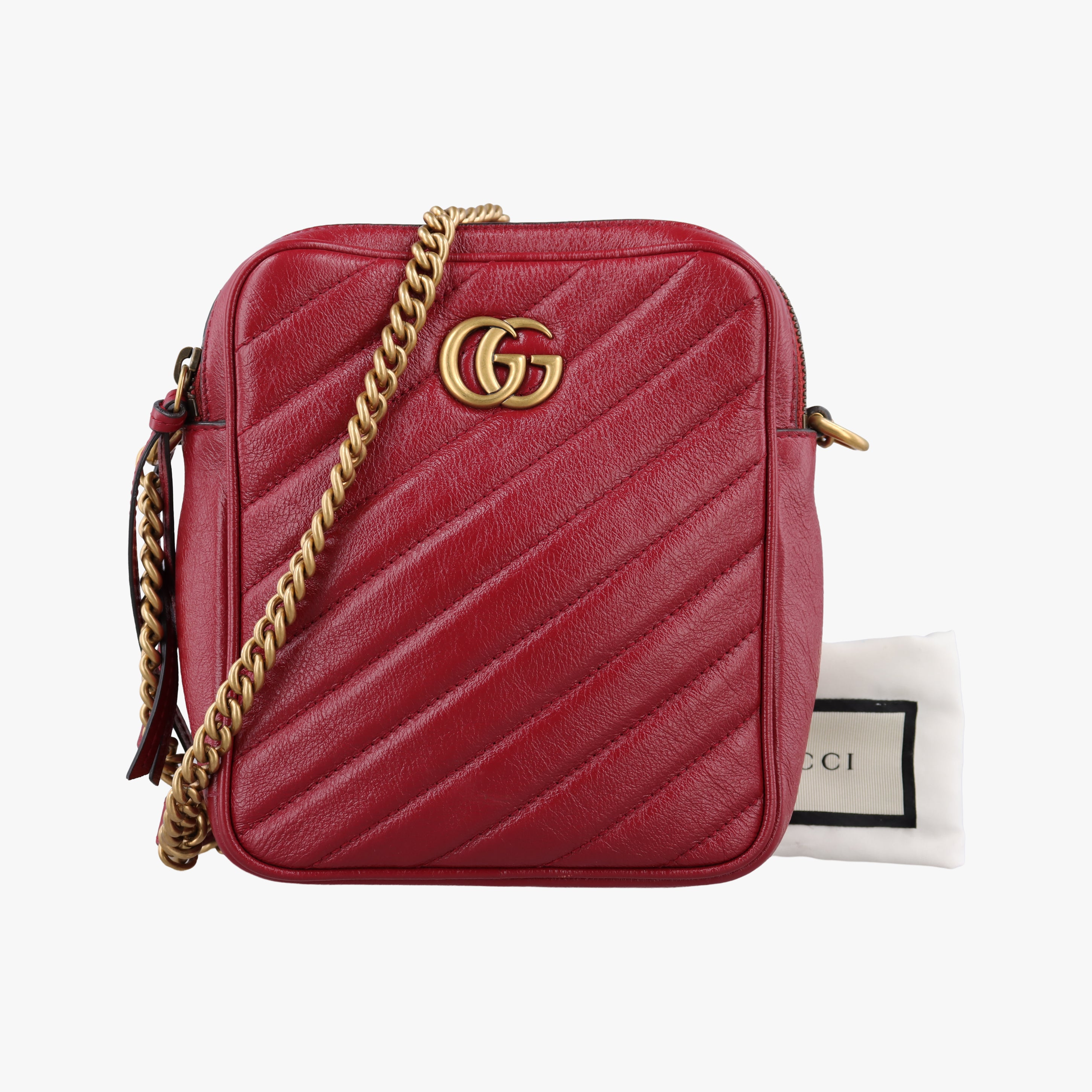Secondhand Gucci GG Marmont Red Leather 550155 shoulderbag | stylenewstar