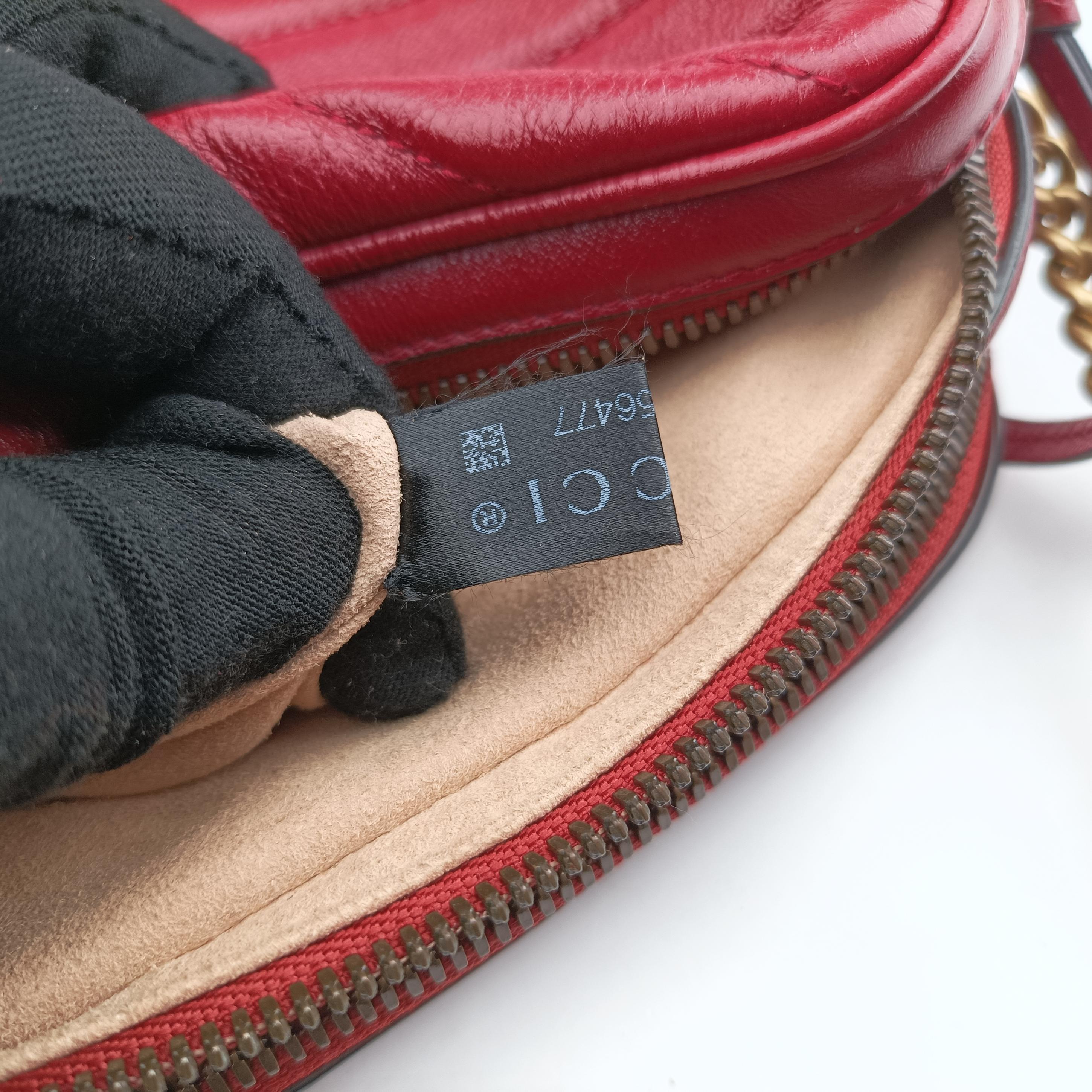 Secondhand Gucci GG Marmont Red Leather 550155 shoulderbag | stylenewstar