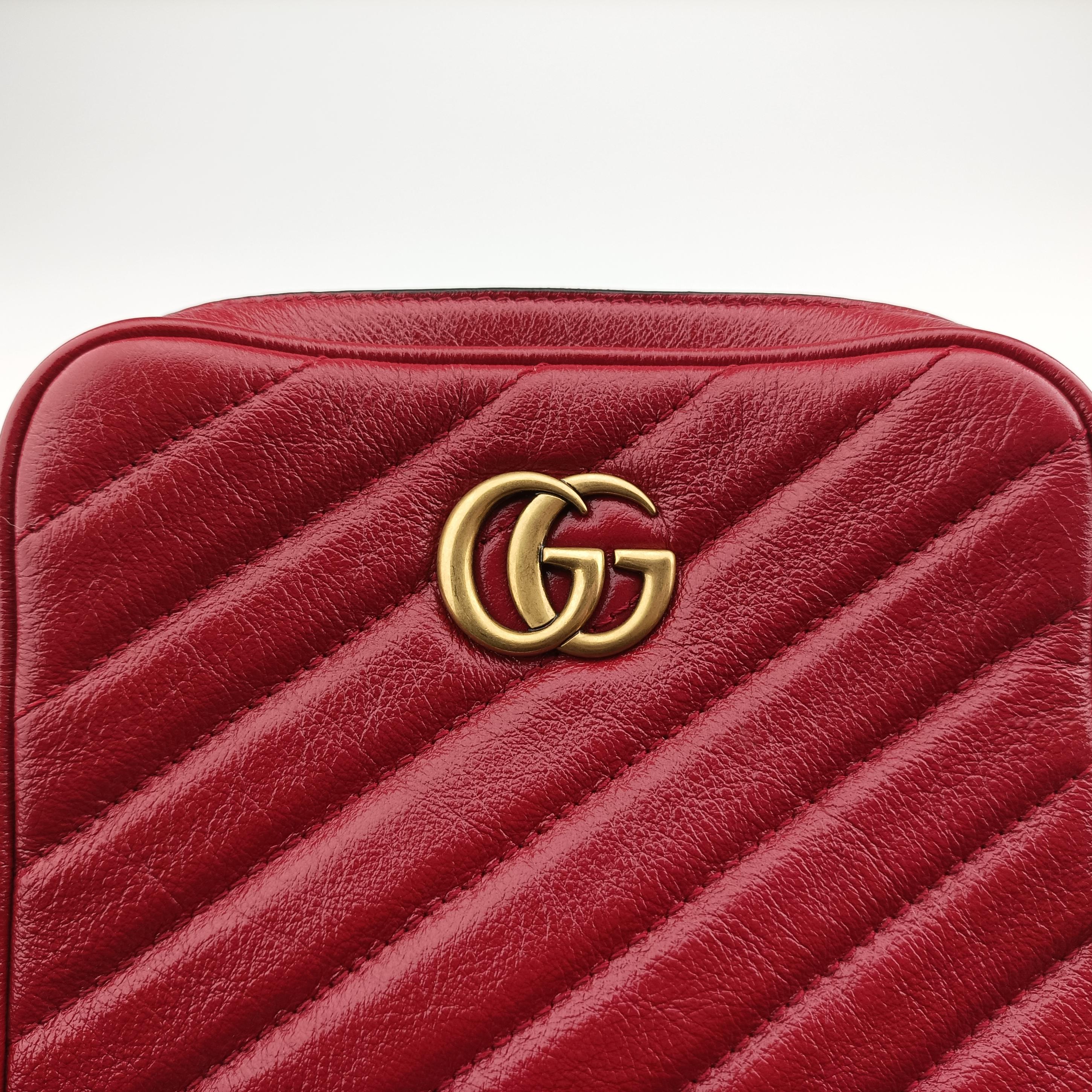 Secondhand Gucci GG Marmont Red Leather 550155 shoulderbag | stylenewstar
