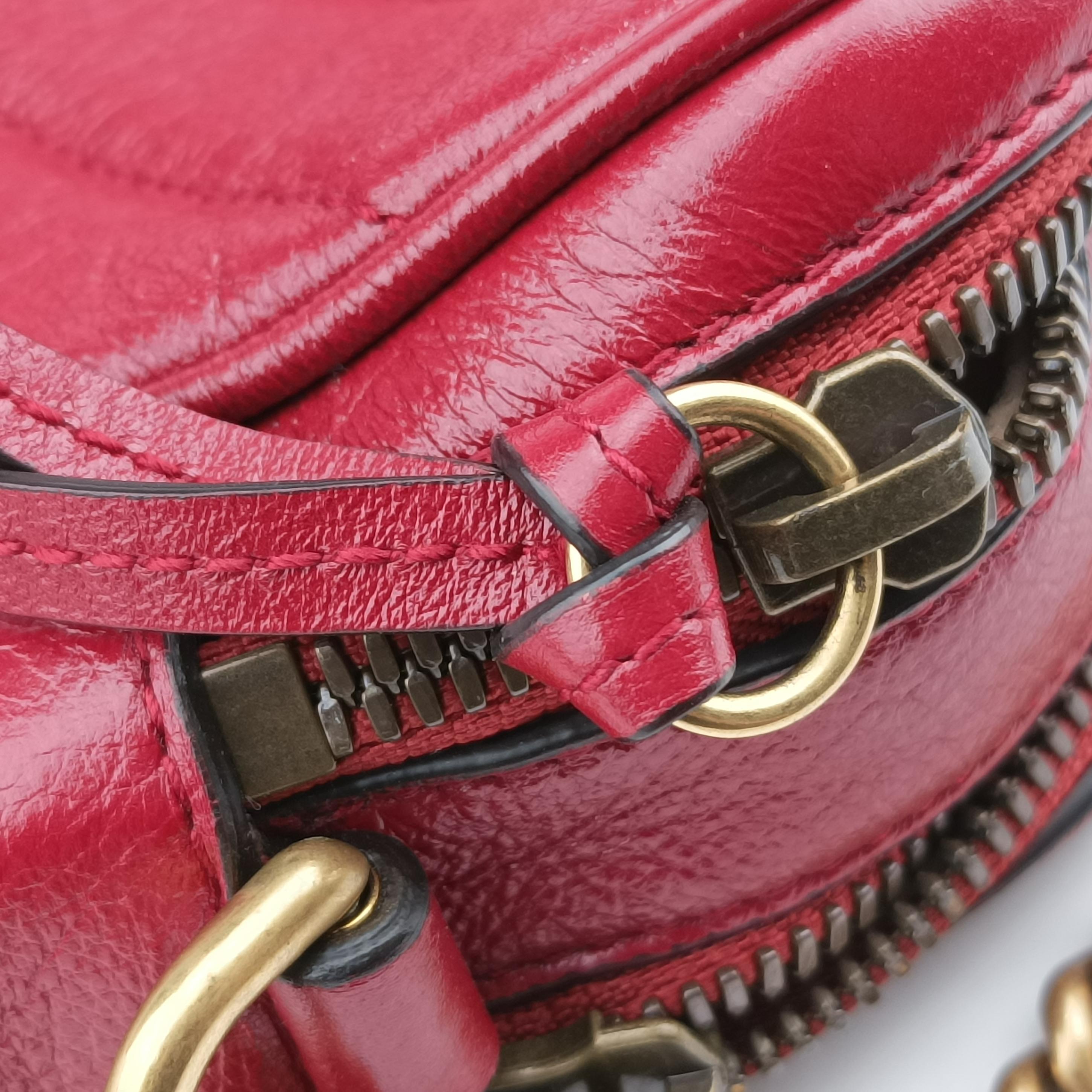 Secondhand Gucci GG Marmont Red Leather 550155 shoulderbag | stylenewstar