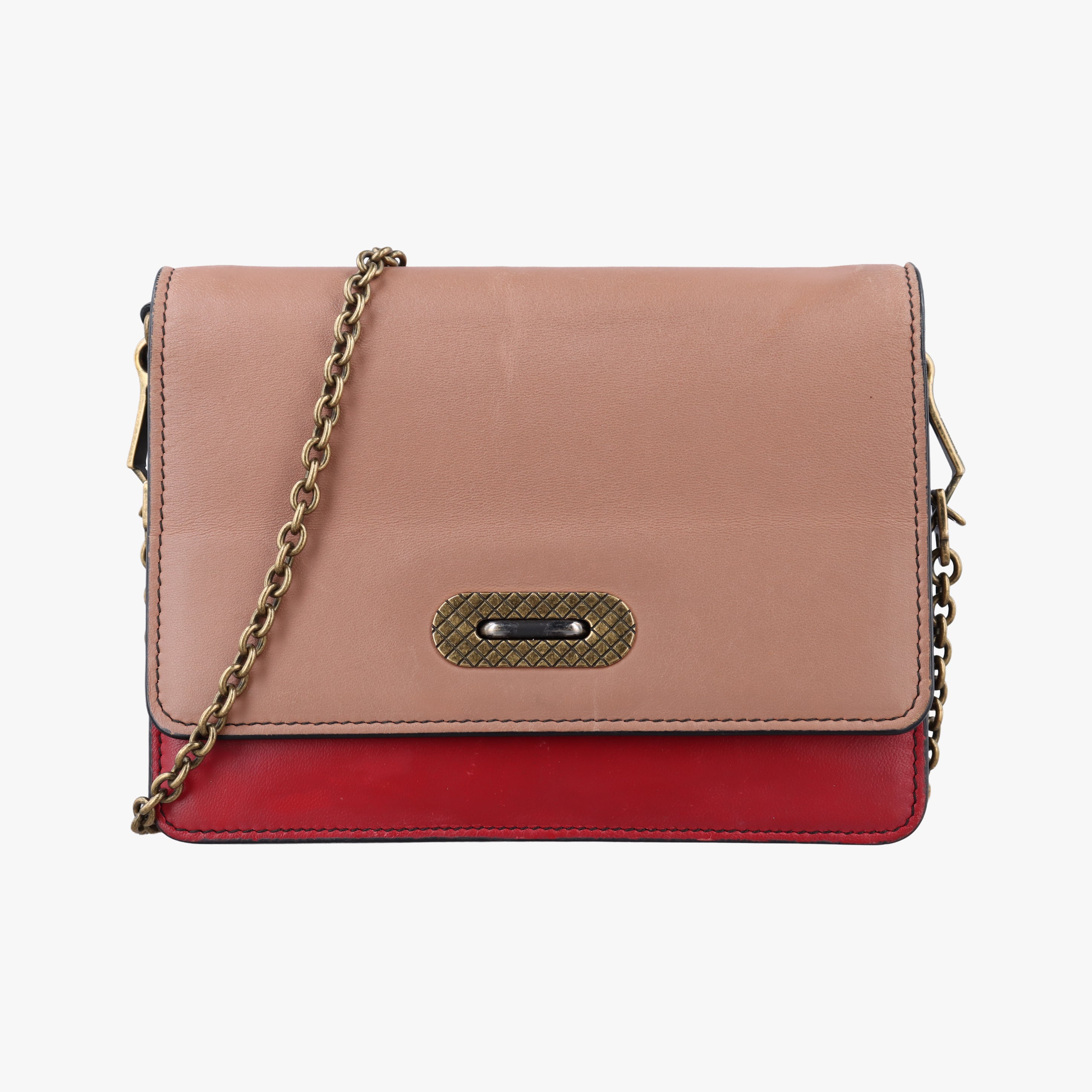 Pre-owned Bottega Veneta INTRECCIATO Brown×red×pink lambskin  shoulderbag | stylenewstar