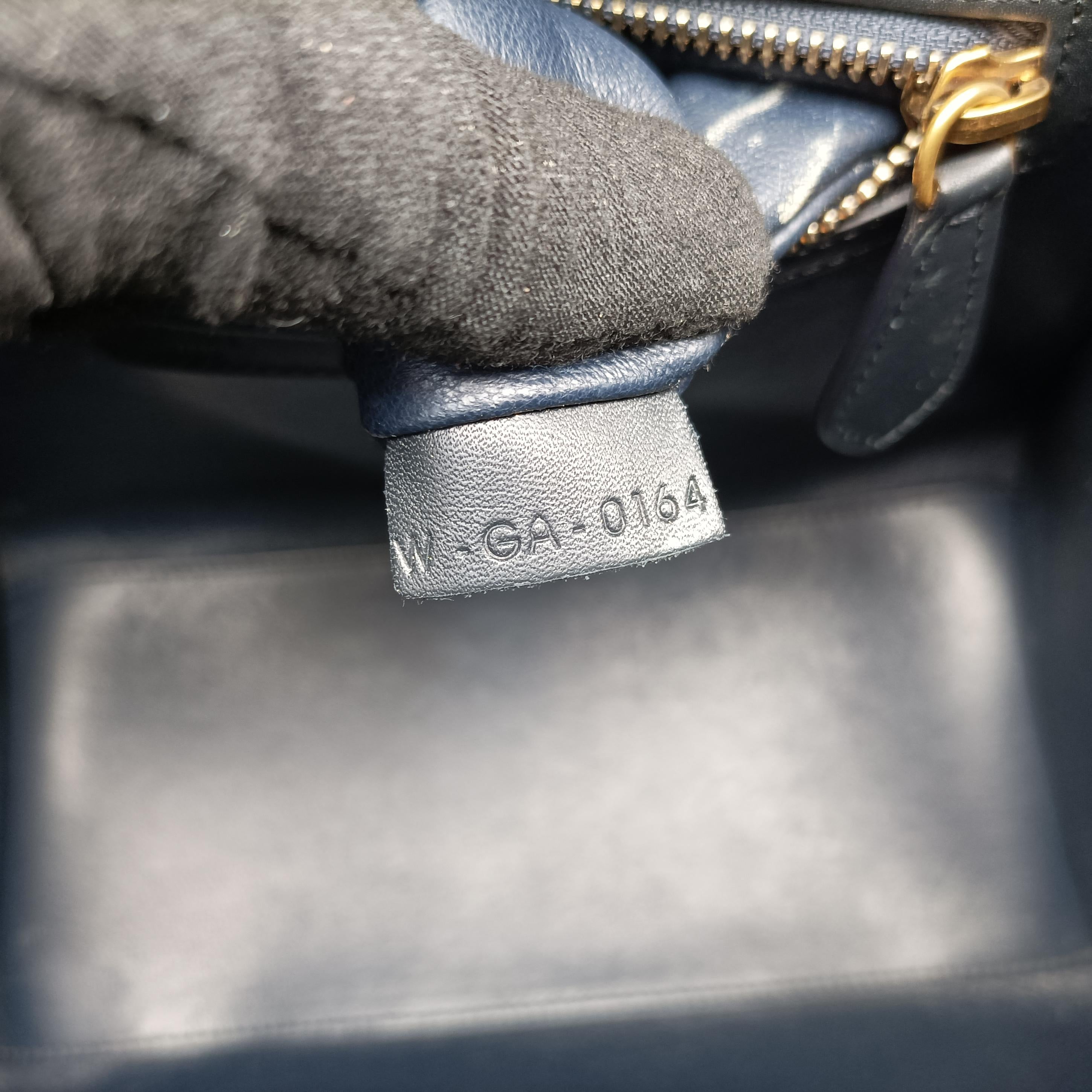 Pre-owned Celine Luggage Micro shopper Blue×black Suede ×Leather  handbag | stylenewstar