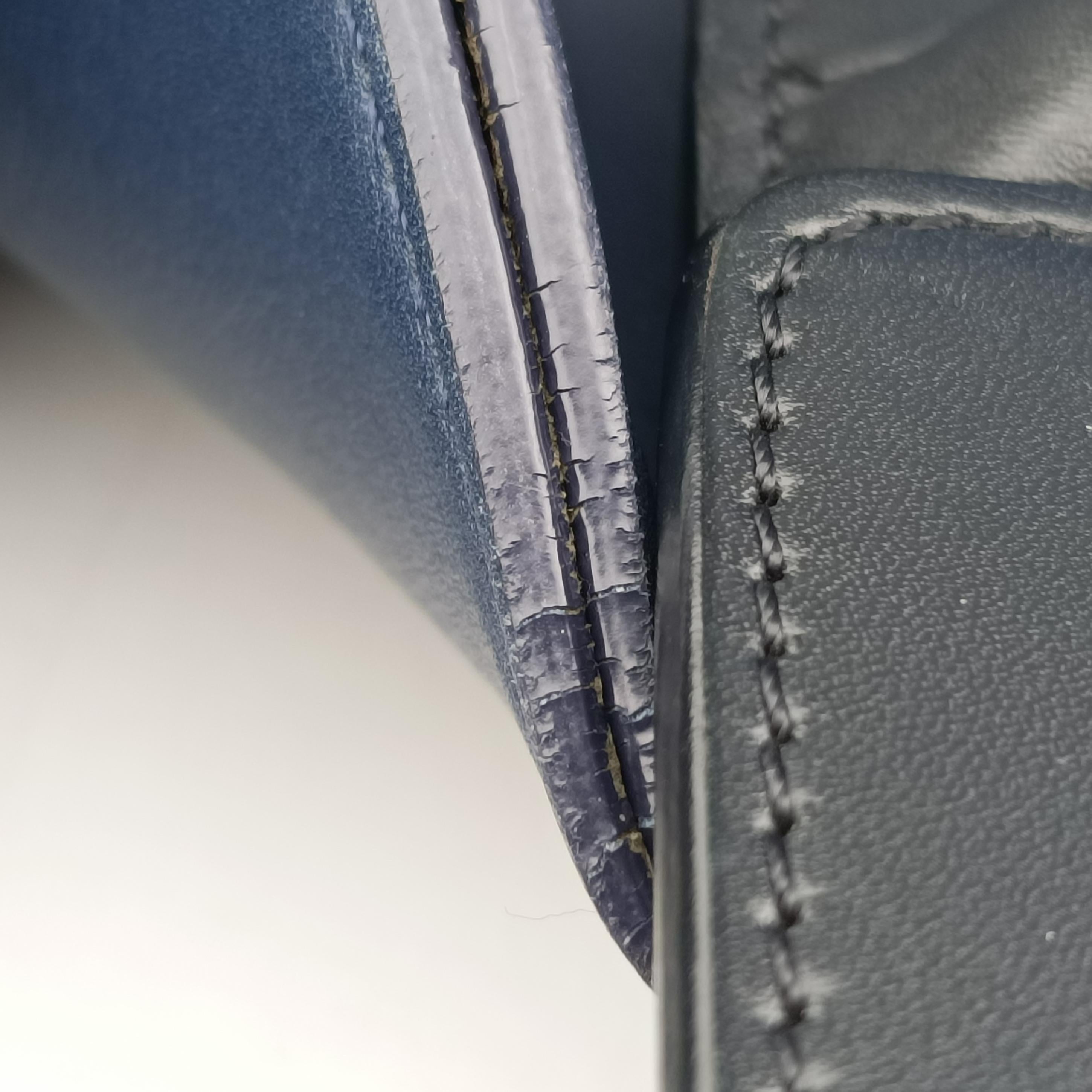Pre-owned Celine Luggage Micro shopper Blue×black Suede ×Leather  handbag | stylenewstar