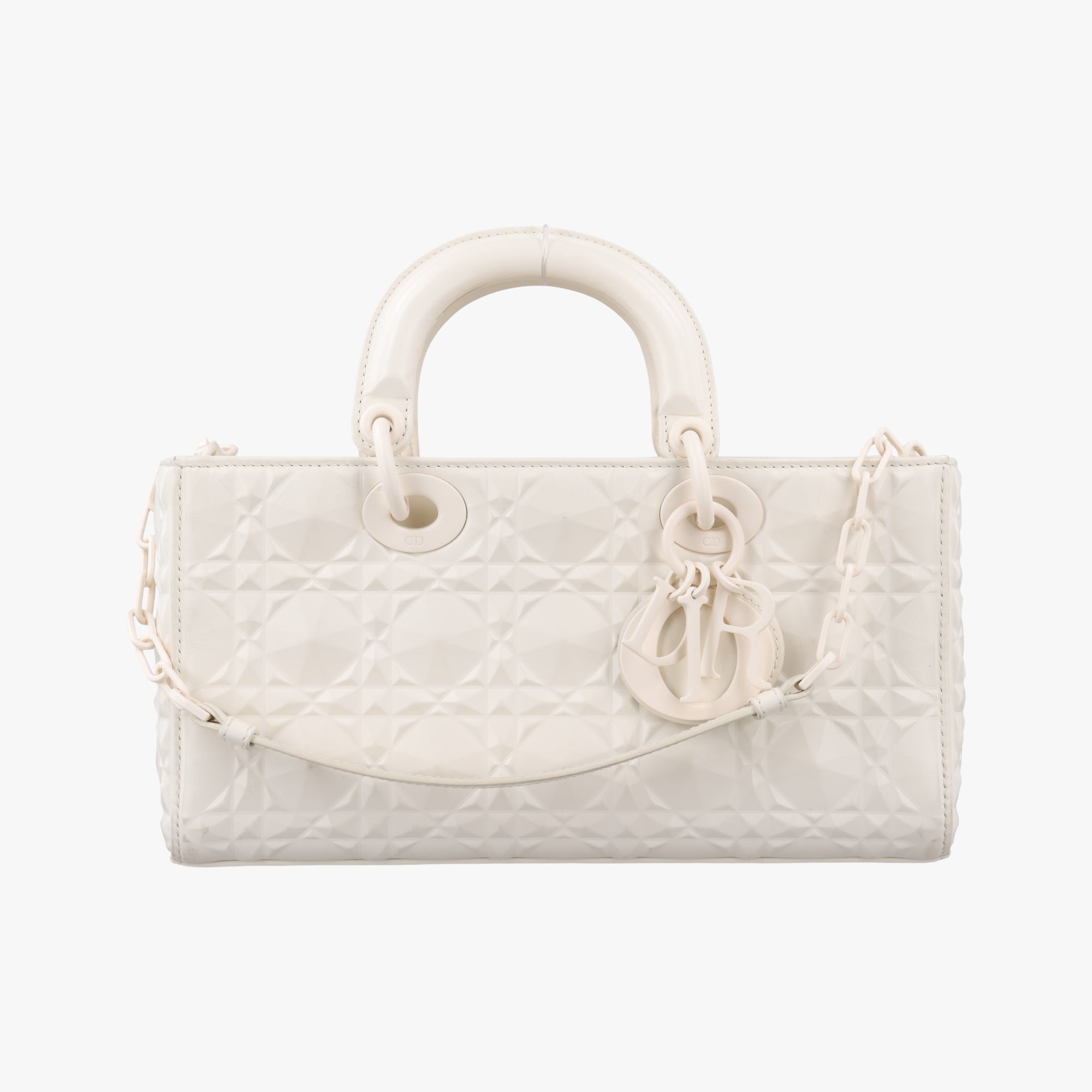 Pre-owned Christian Dior Lady D-Joy White leather  shoulderbag | stylenewstar