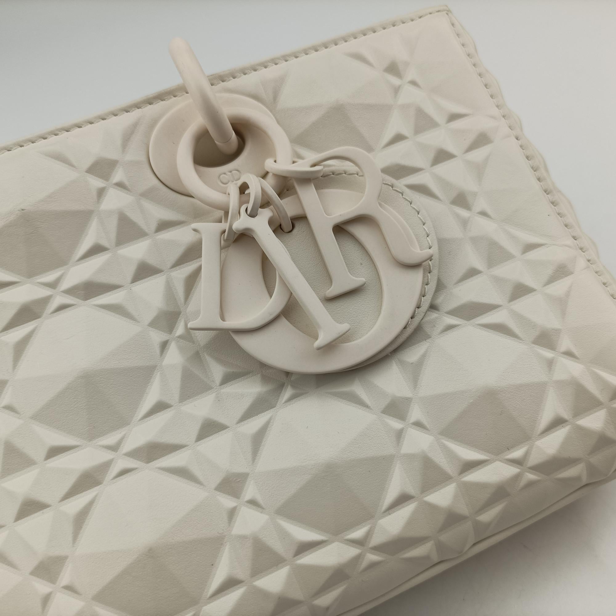 Pre-owned Christian Dior Lady D-Joy White leather  shoulderbag | stylenewstar