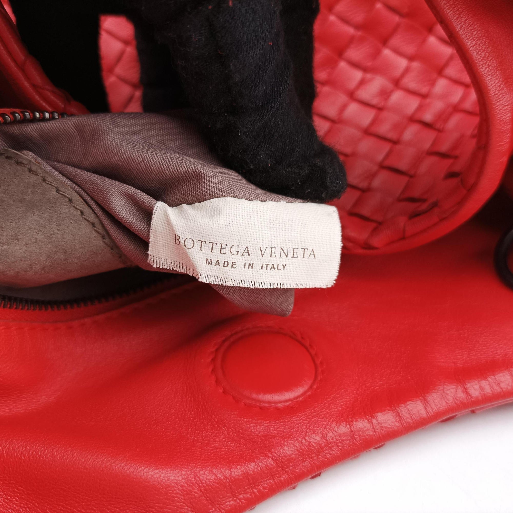 Pre-owned Bottega Veneta CAMPANA Intrecciato Red lambskin  handbag | stylenewstar