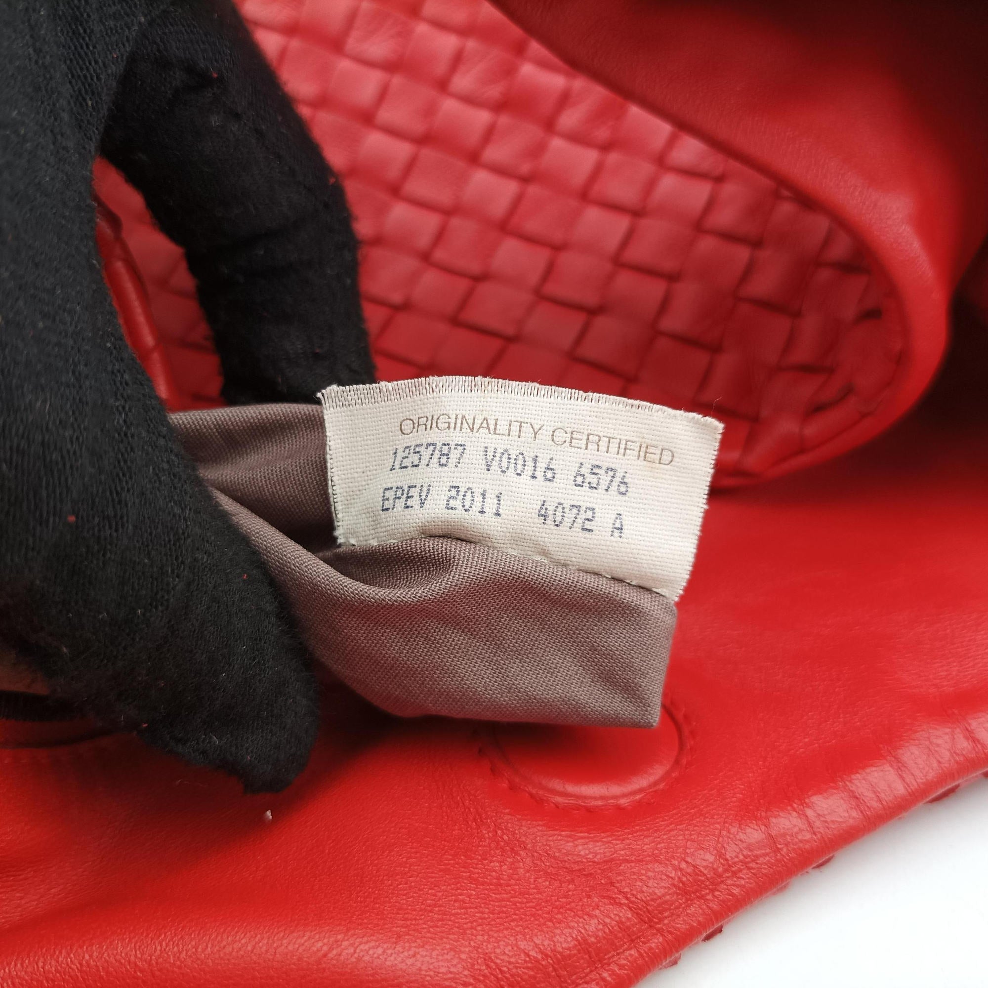 Pre-owned Bottega Veneta CAMPANA Intrecciato Red lambskin  handbag | stylenewstar