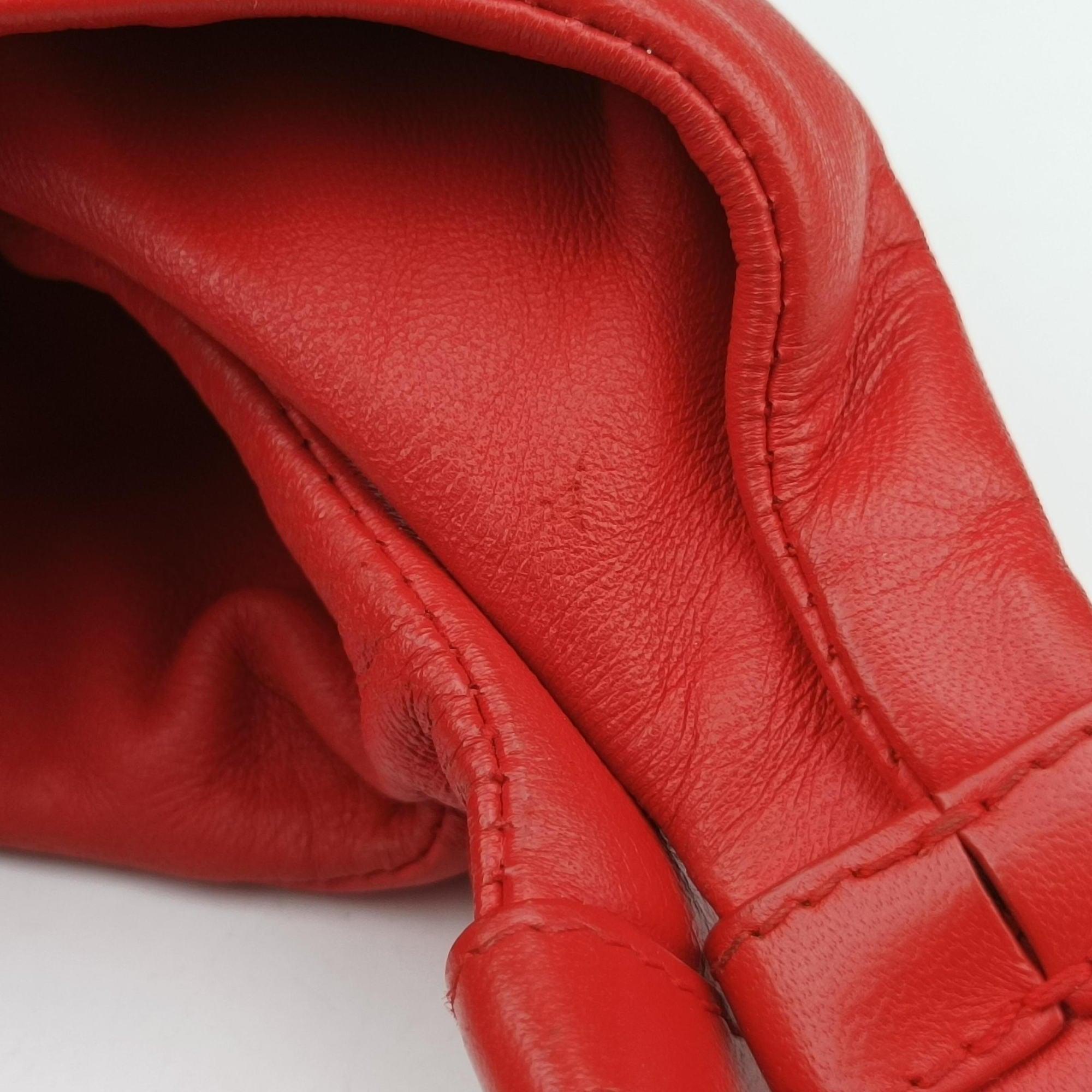 Pre-owned Bottega Veneta CAMPANA Intrecciato Red lambskin  handbag | stylenewstar