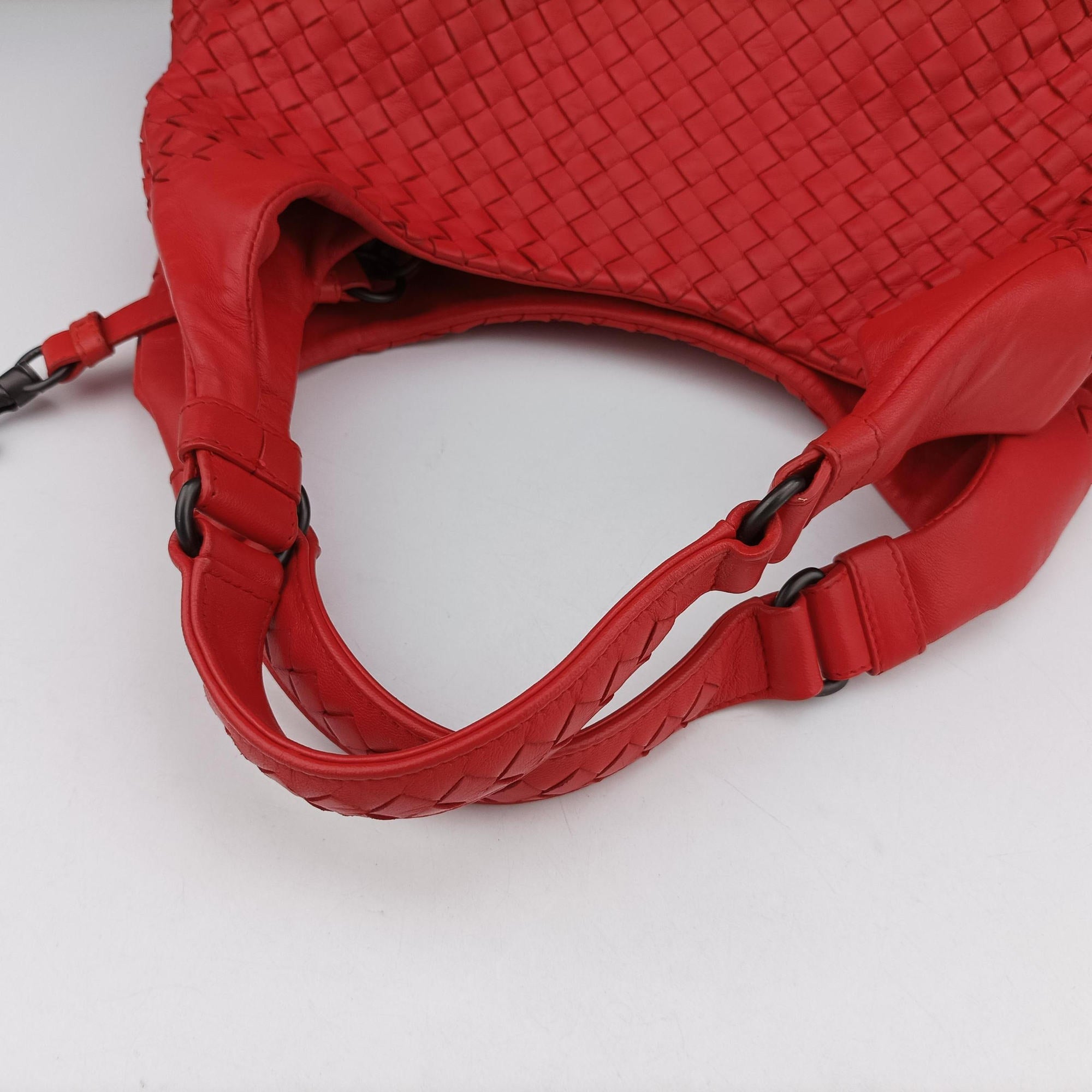 Pre-owned Bottega Veneta CAMPANA Intrecciato Red lambskin  handbag | stylenewstar