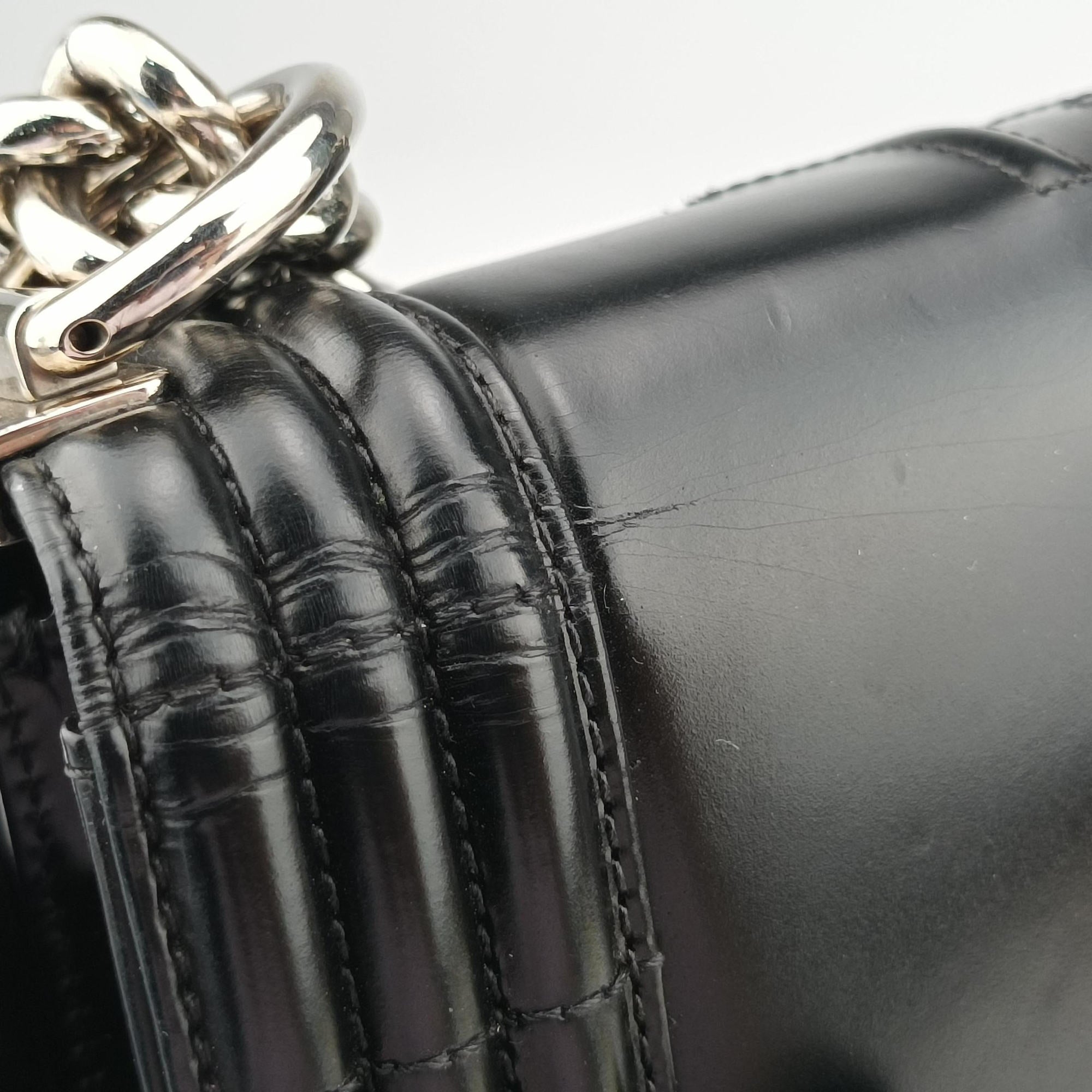 Pre-owned Chanel BOY CHANEL Black Patent A67021 shoulderbag | stylenewstar