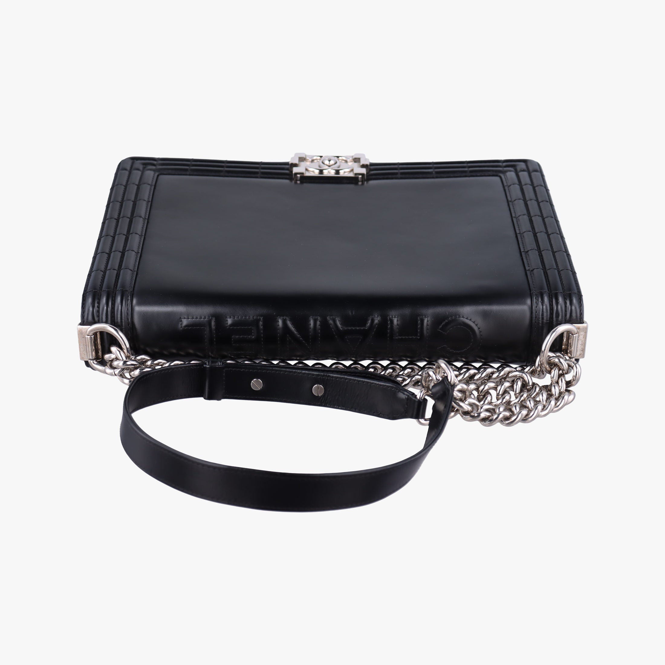 Pre-owned Chanel BOY CHANEL Black Patent A67021 shoulderbag | stylenewstar