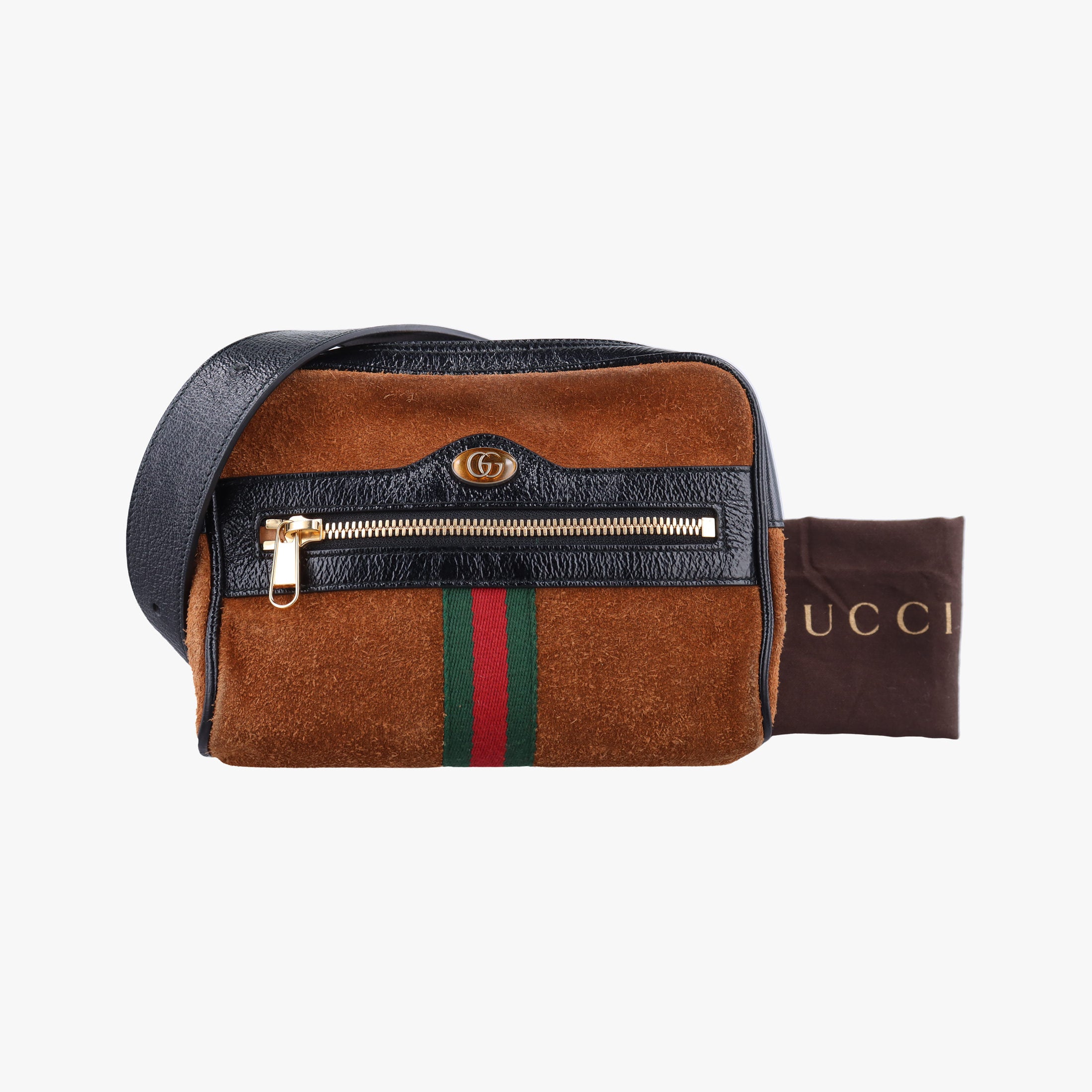 Pre-owned Gucci Ophidia Brown×black×multicolor Suede×leather 517076 bum bag/waist bag | stylenewstar