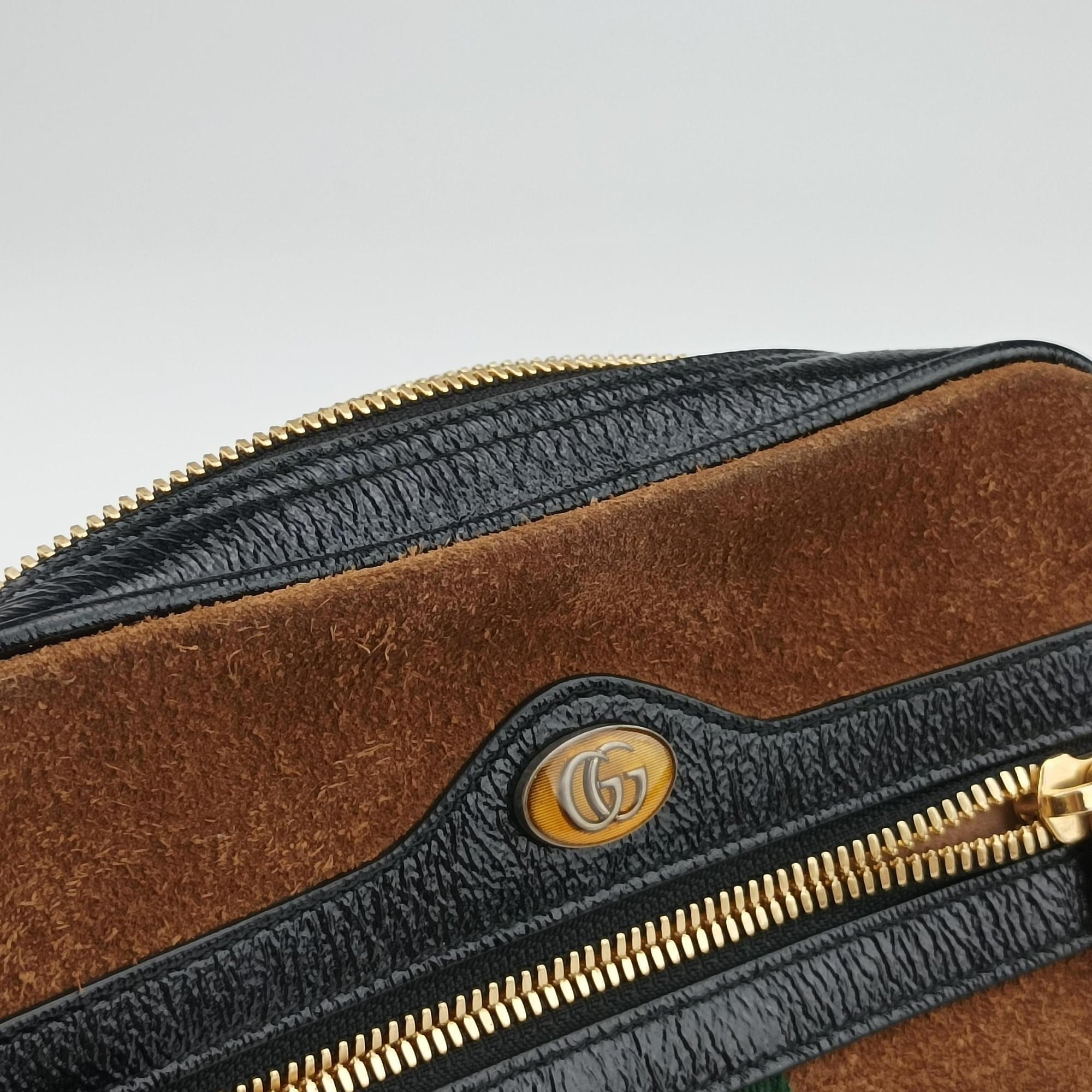Pre-owned Gucci Ophidia Brown×black×multicolor Suede×leather 517076 bum bag/waist bag | stylenewstar