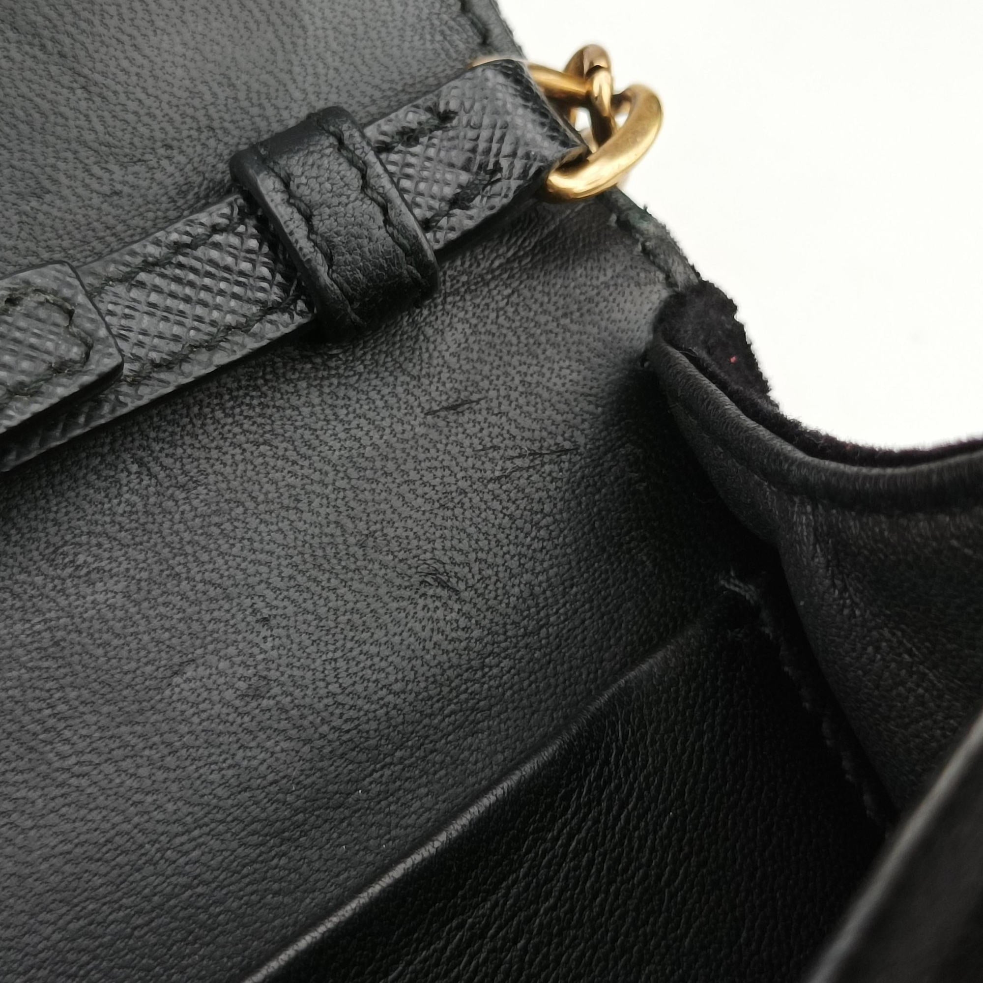 Pre-owned Prada City Astrology Cahier Black velvet×leather  shoulderbag | stylenewstar
