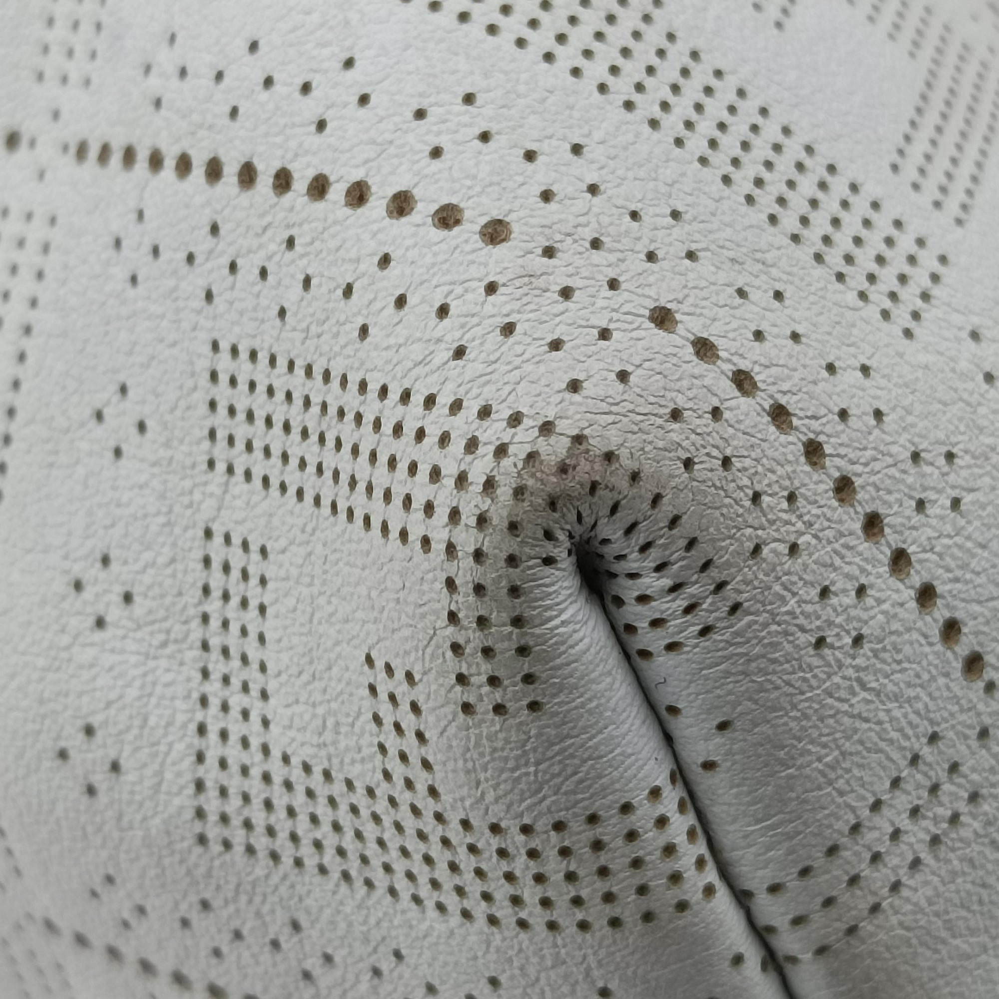 Secondhand Fendi Chef Perforated Charm Zucca Print White Leather 8BR448 handbag | stylenewstar