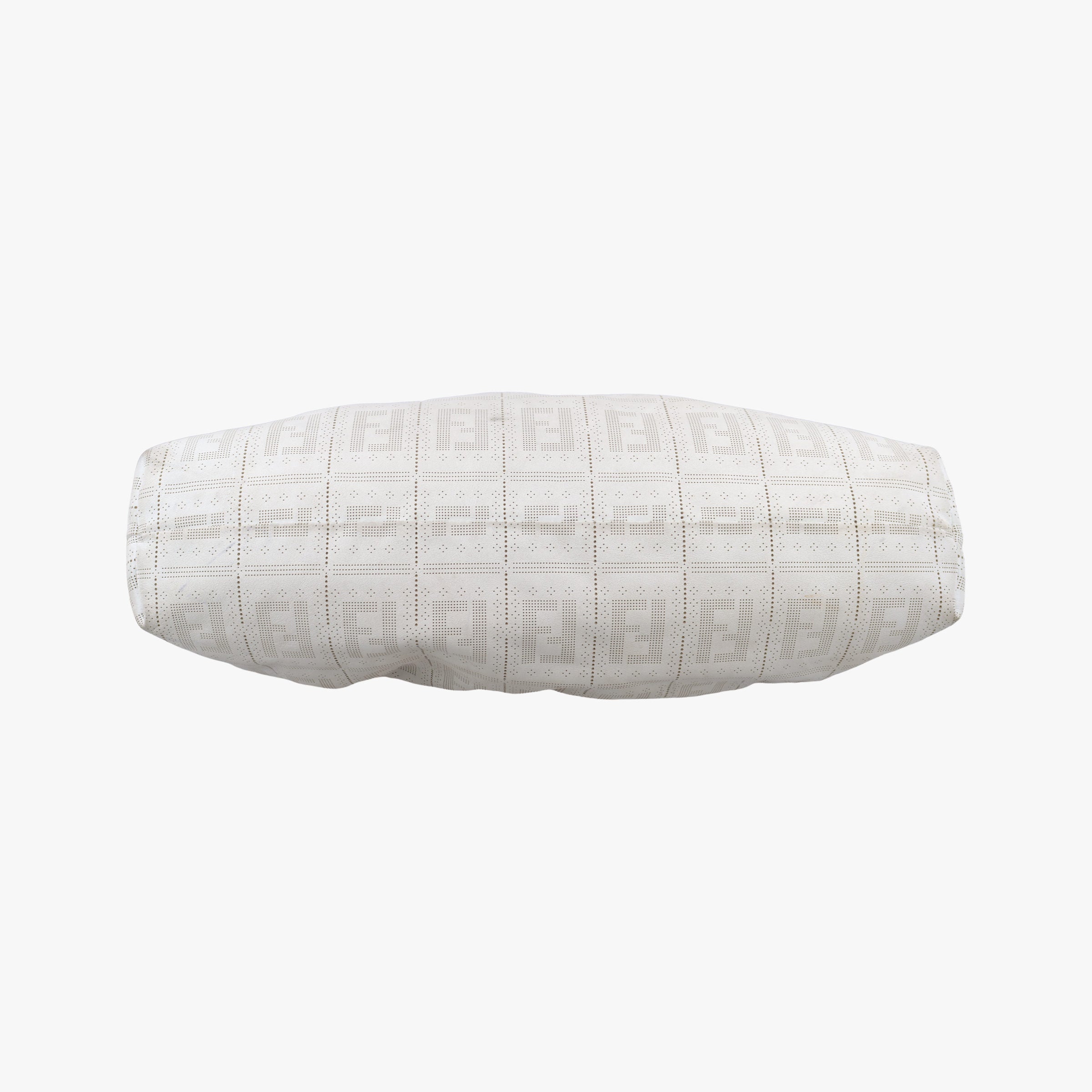 Secondhand Fendi Chef Perforated Charm Zucca Print White Leather 8BR448 handbag | stylenewstar