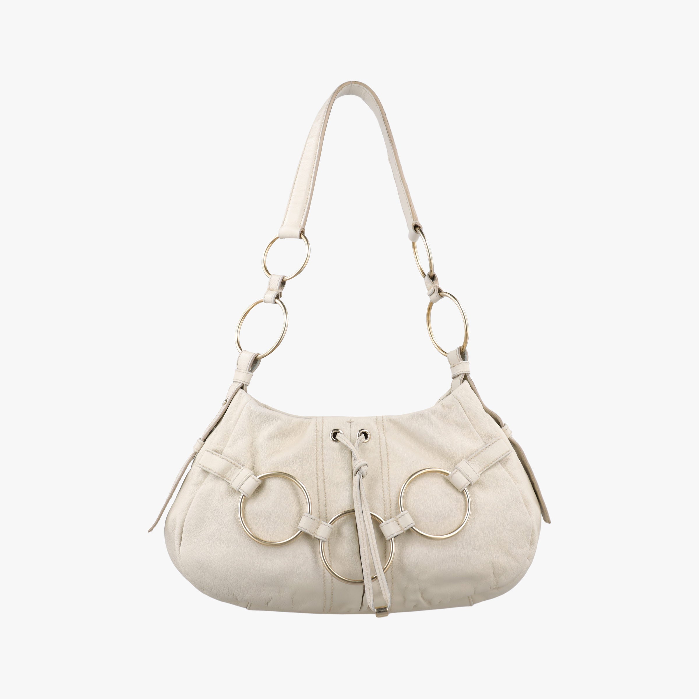 Pre-owned Yves Saint Laurent Saharienne White Leather 139259 shoulderbag | stylenewstar