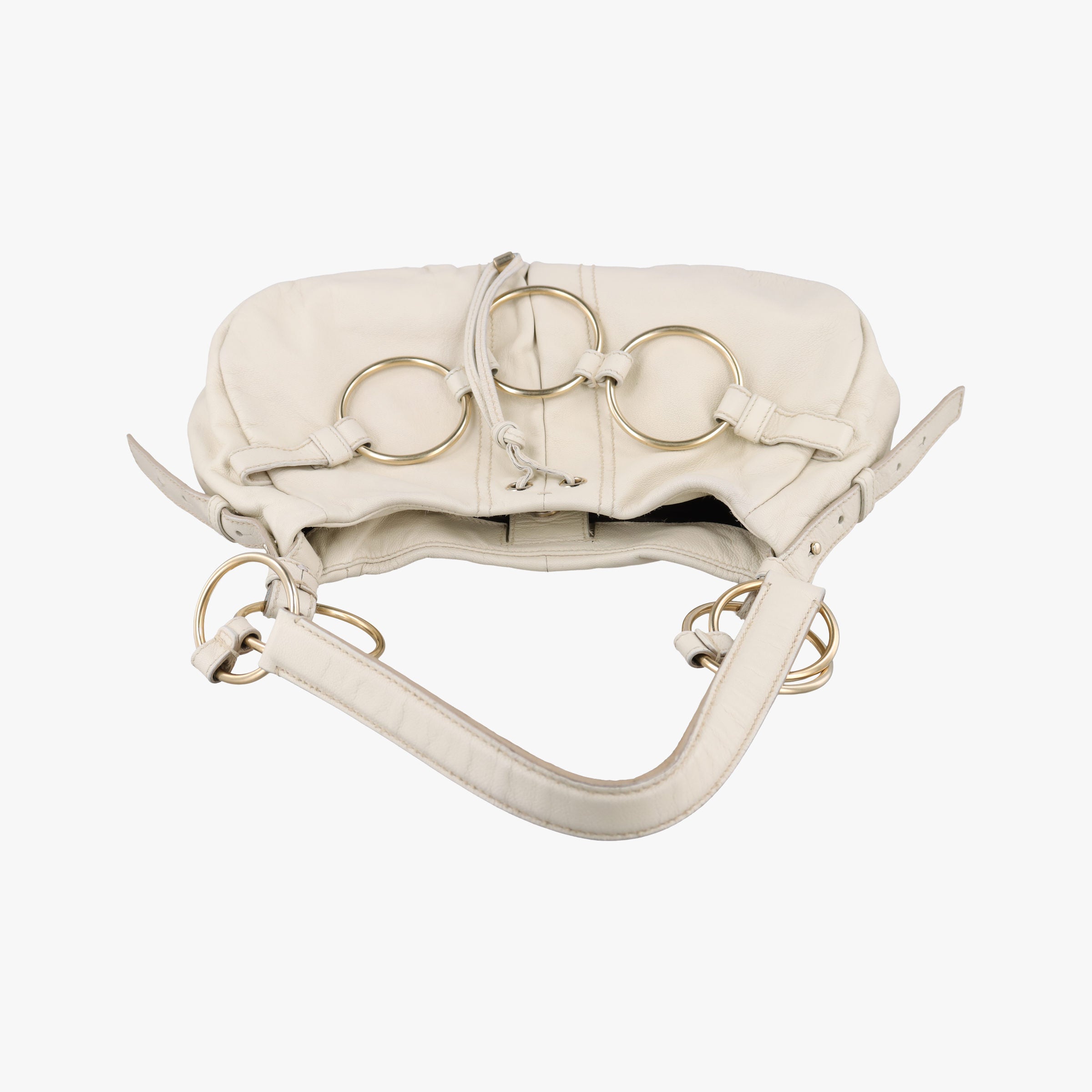 Pre-owned Yves Saint Laurent Saharienne White Leather 139259 shoulderbag | stylenewstar