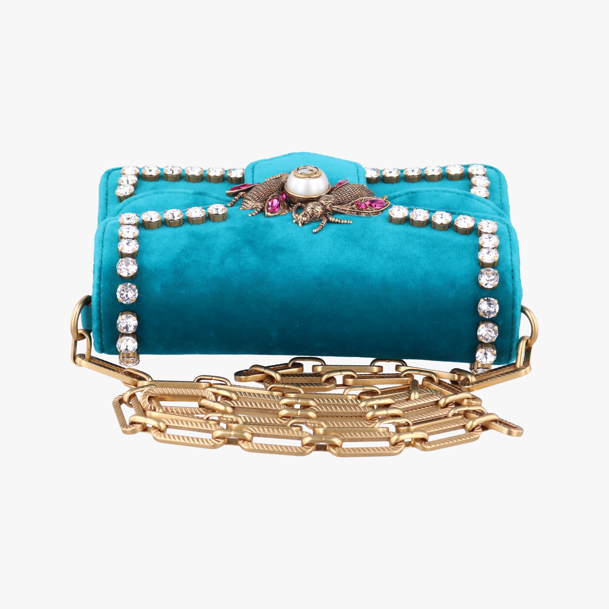 Vintage Gucci Bee Broadway Blue Velvet 489218 shoulderbag | stylenewstar