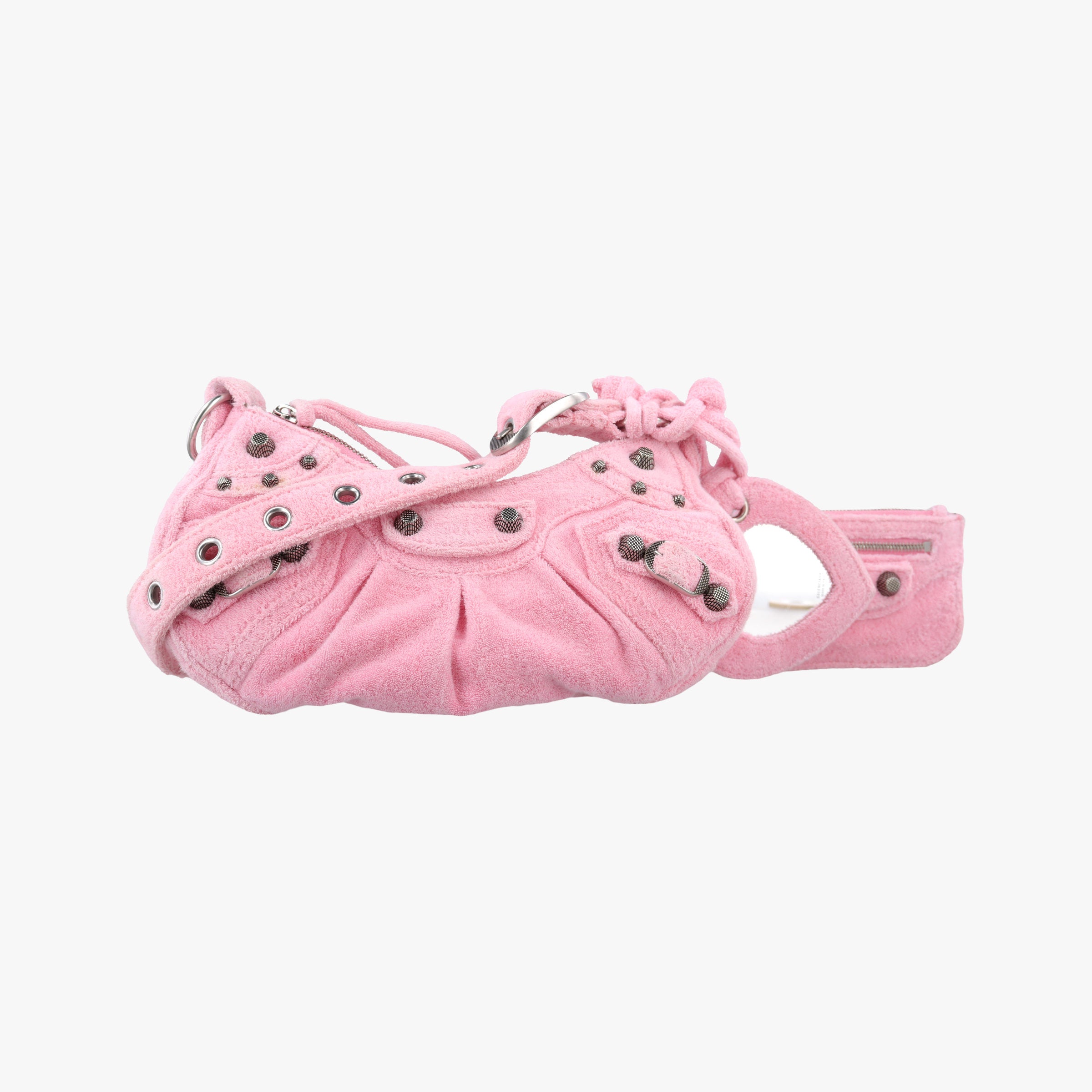 Pre-owned Balenciaga Le Cagole mini Pink Pile Fabric  shoulderbag | stylenewstar